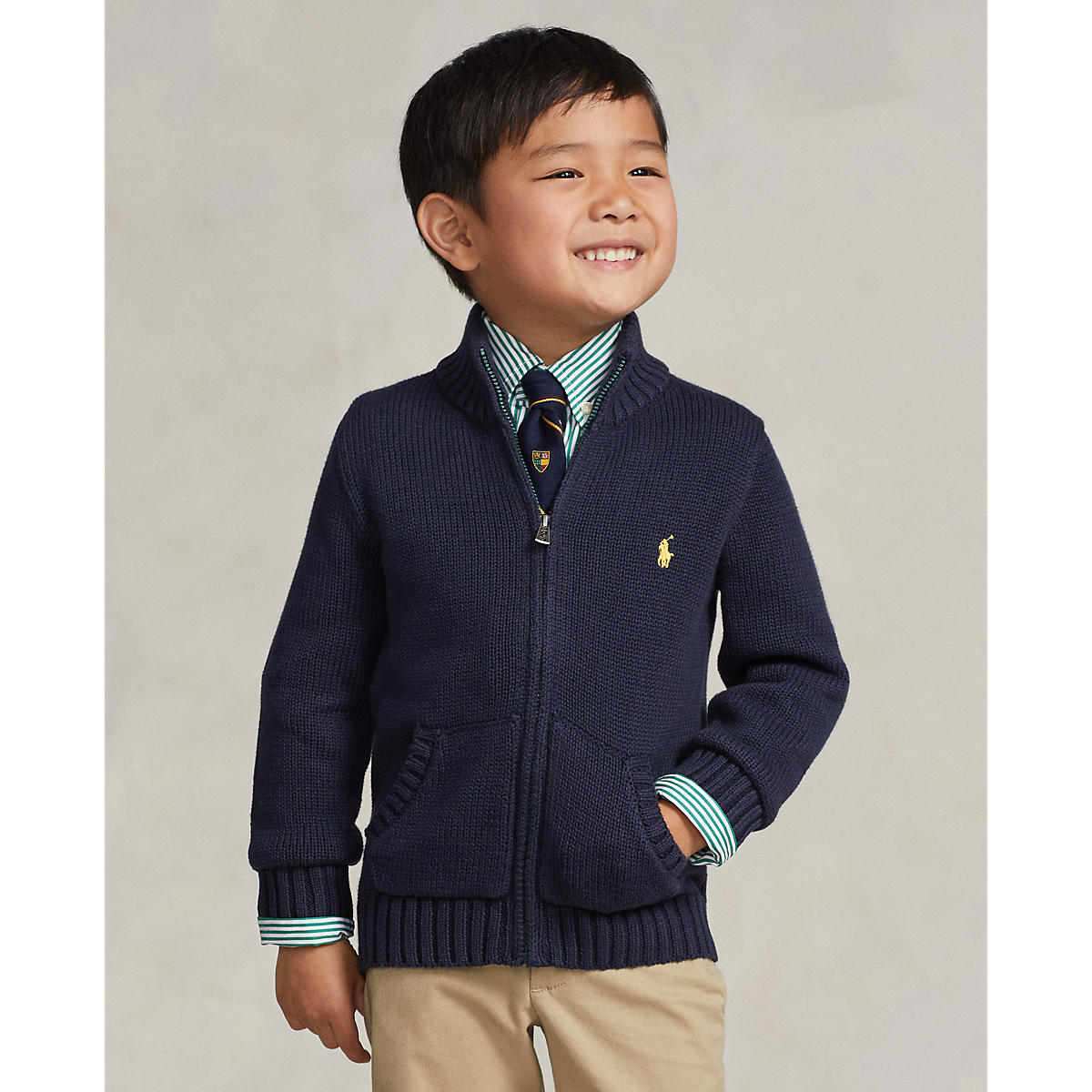 Polo Ralph Lauren Boys Ls Fz Mock Tops Sweater