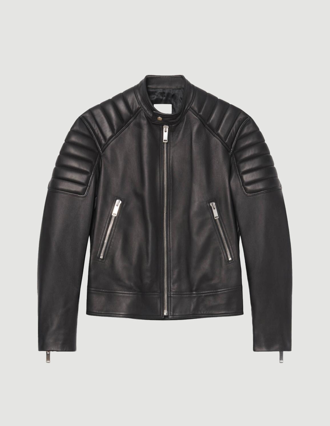 SANDRO Leather Jacket With Quilted Trims – dstore Egypt