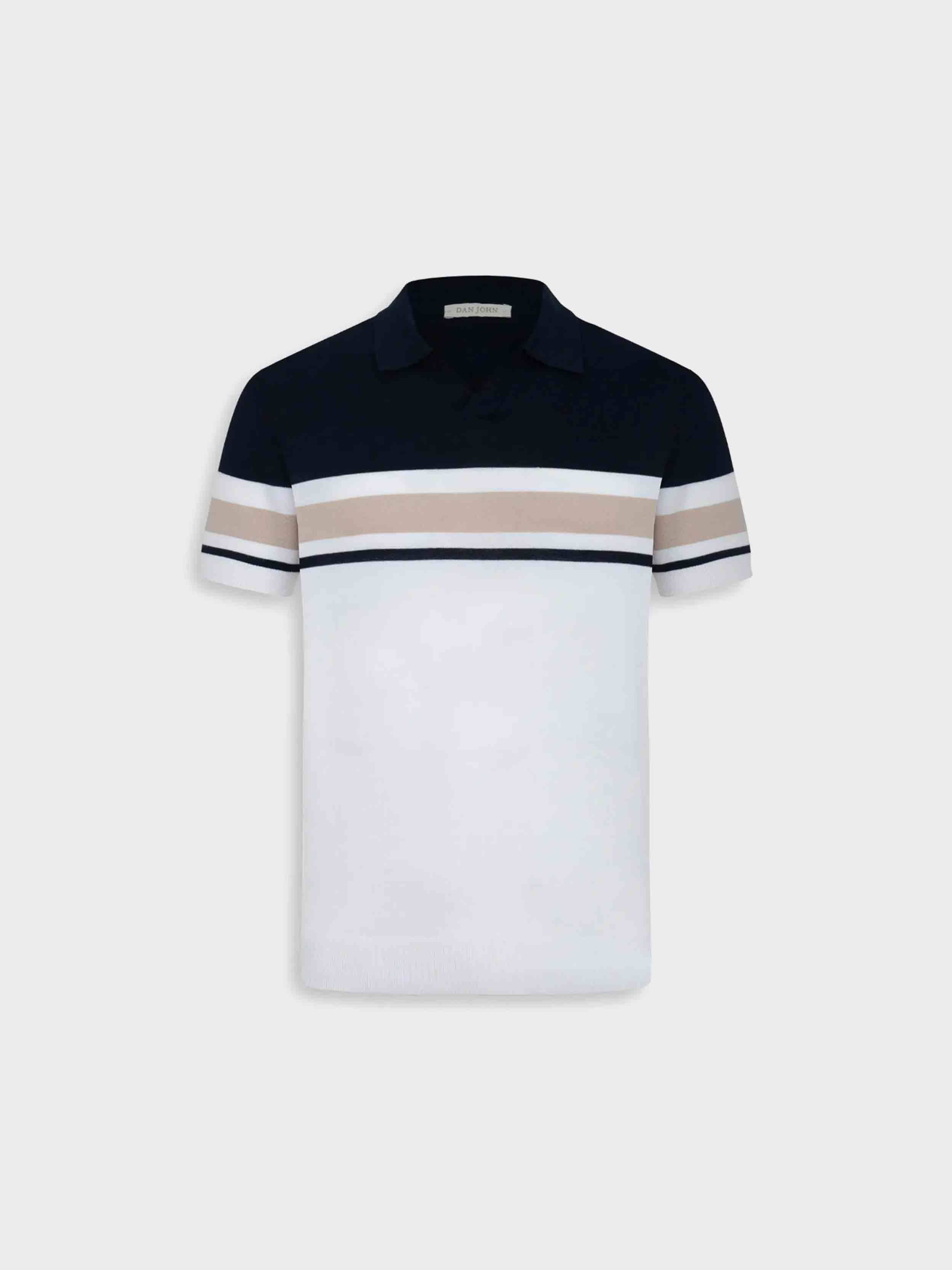 Dan John Colour-Block Knit Polo Shirt
