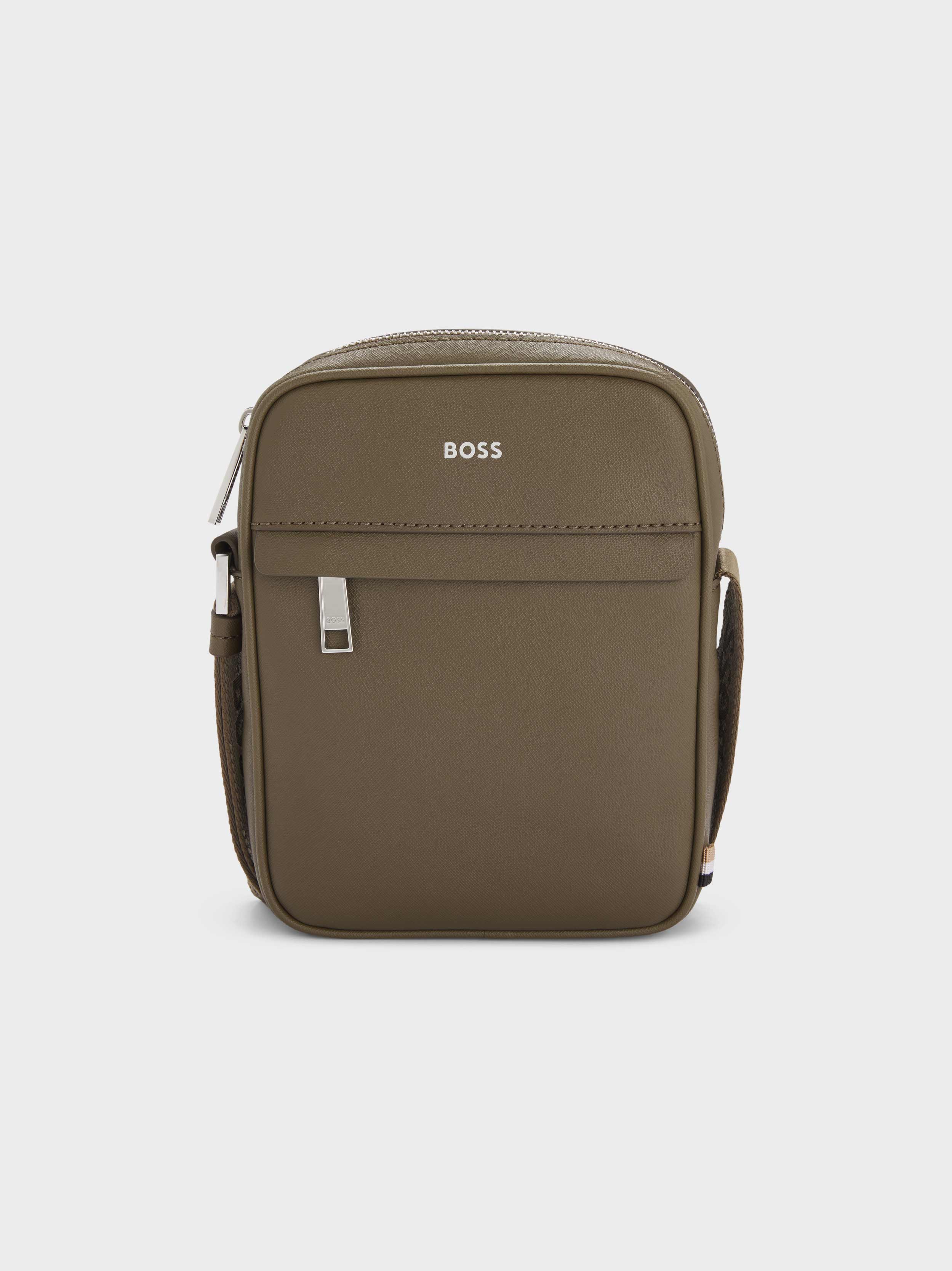 BOSS Men's Reporter Bag With Signature Stripe And Logo Detail