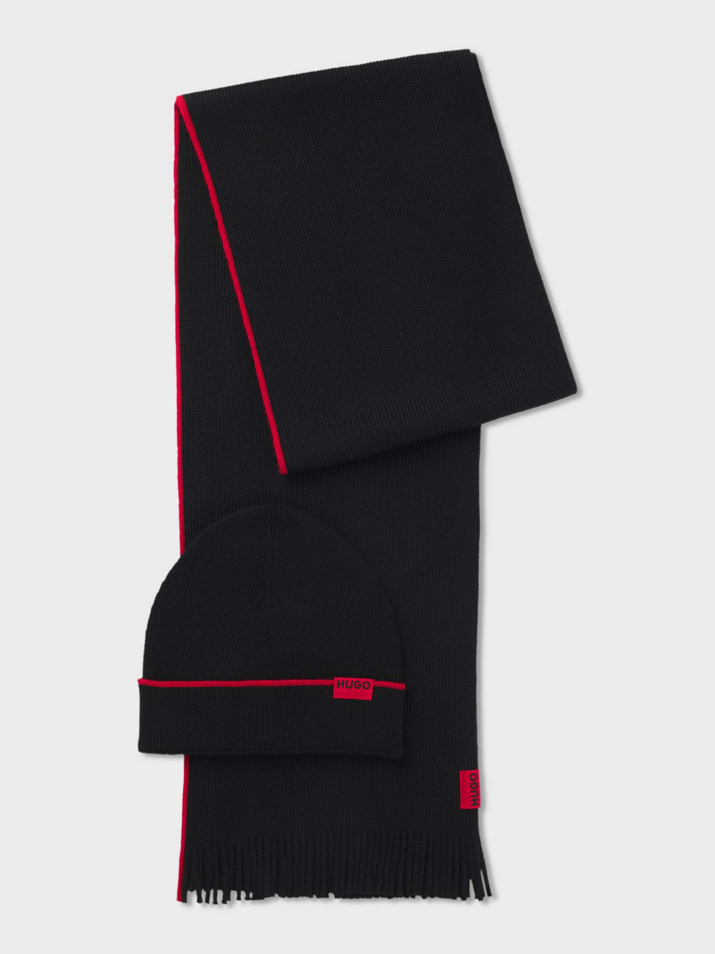 BOSS Men's Logo Label Hat And Scarf Set With Wool