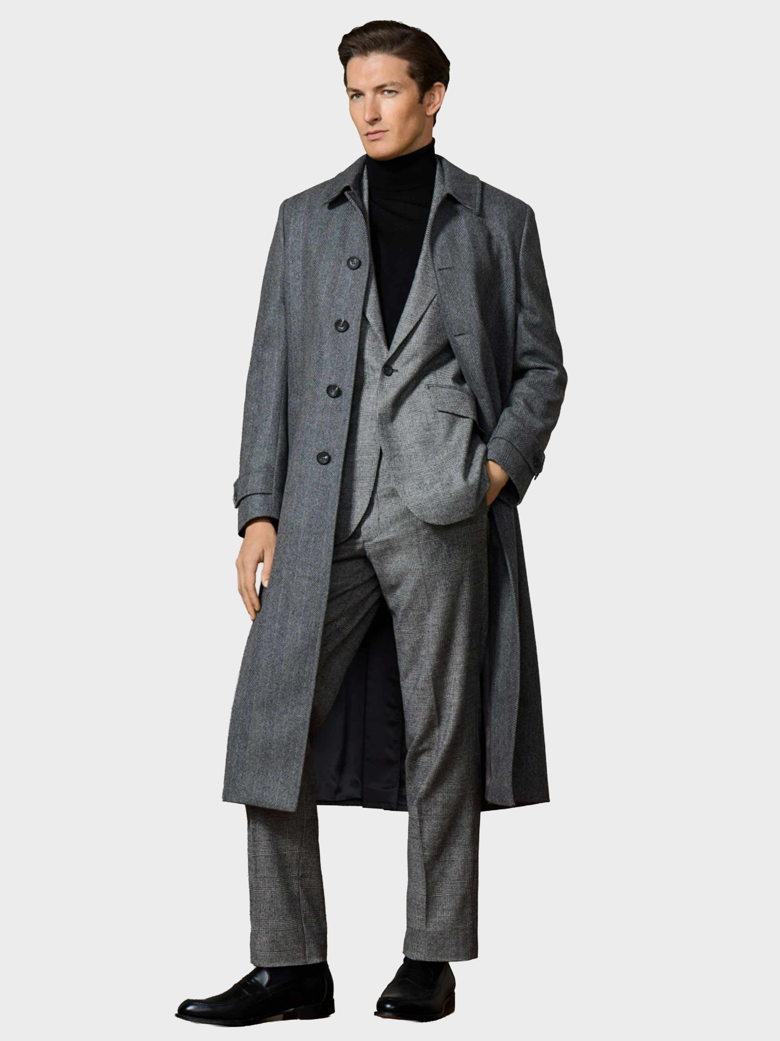 HACKETT LONDON ウールチェスターコート Hackett London - Men's Wool-Cashmere Herringbone Overcoat – dstore