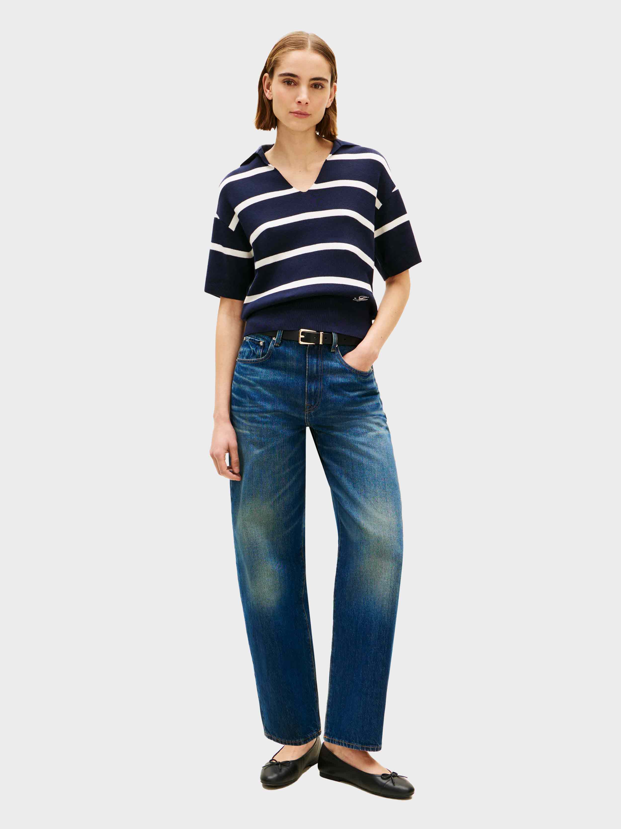 White/Navy stripe
