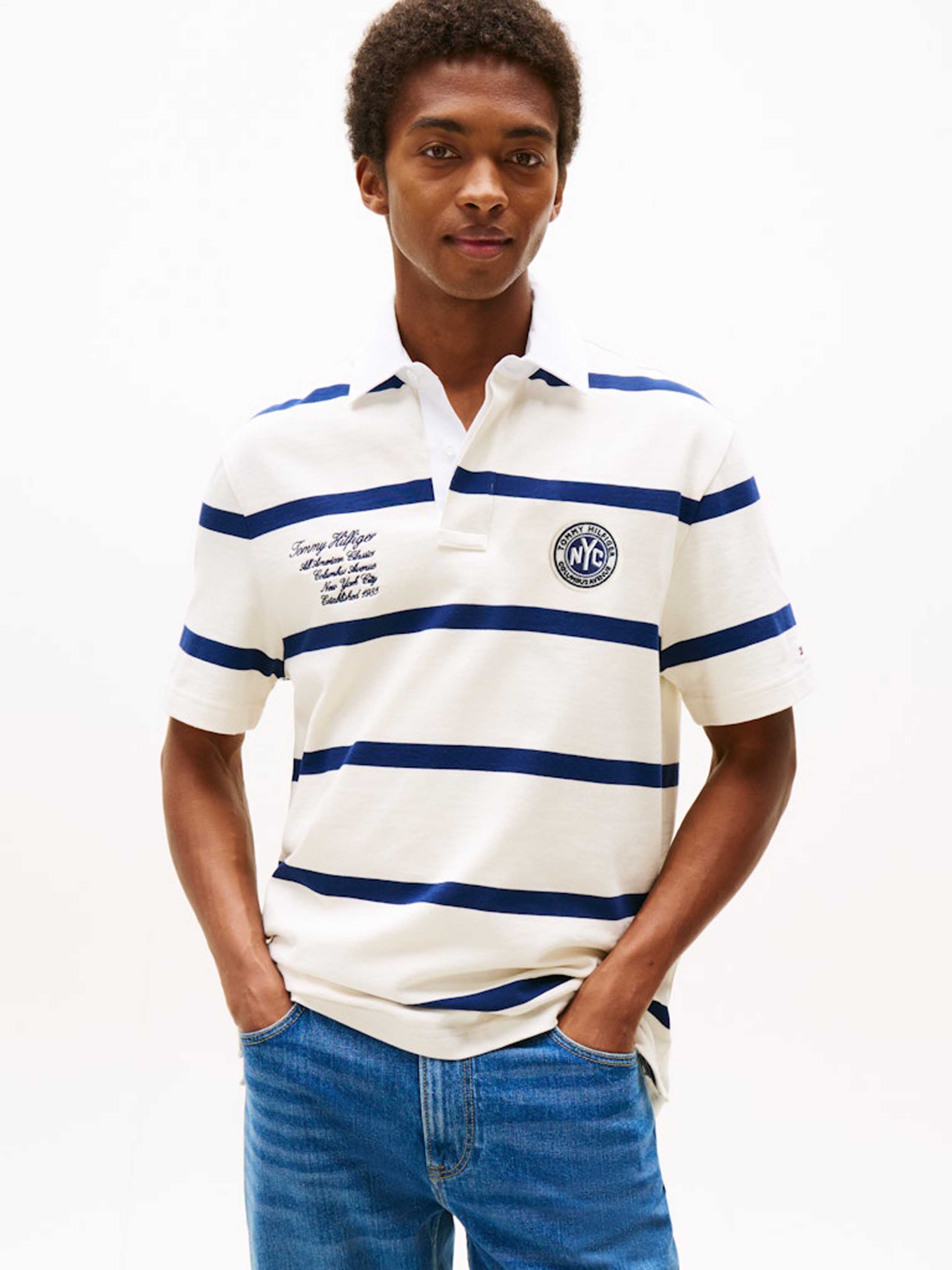 White / Navy Stripe
