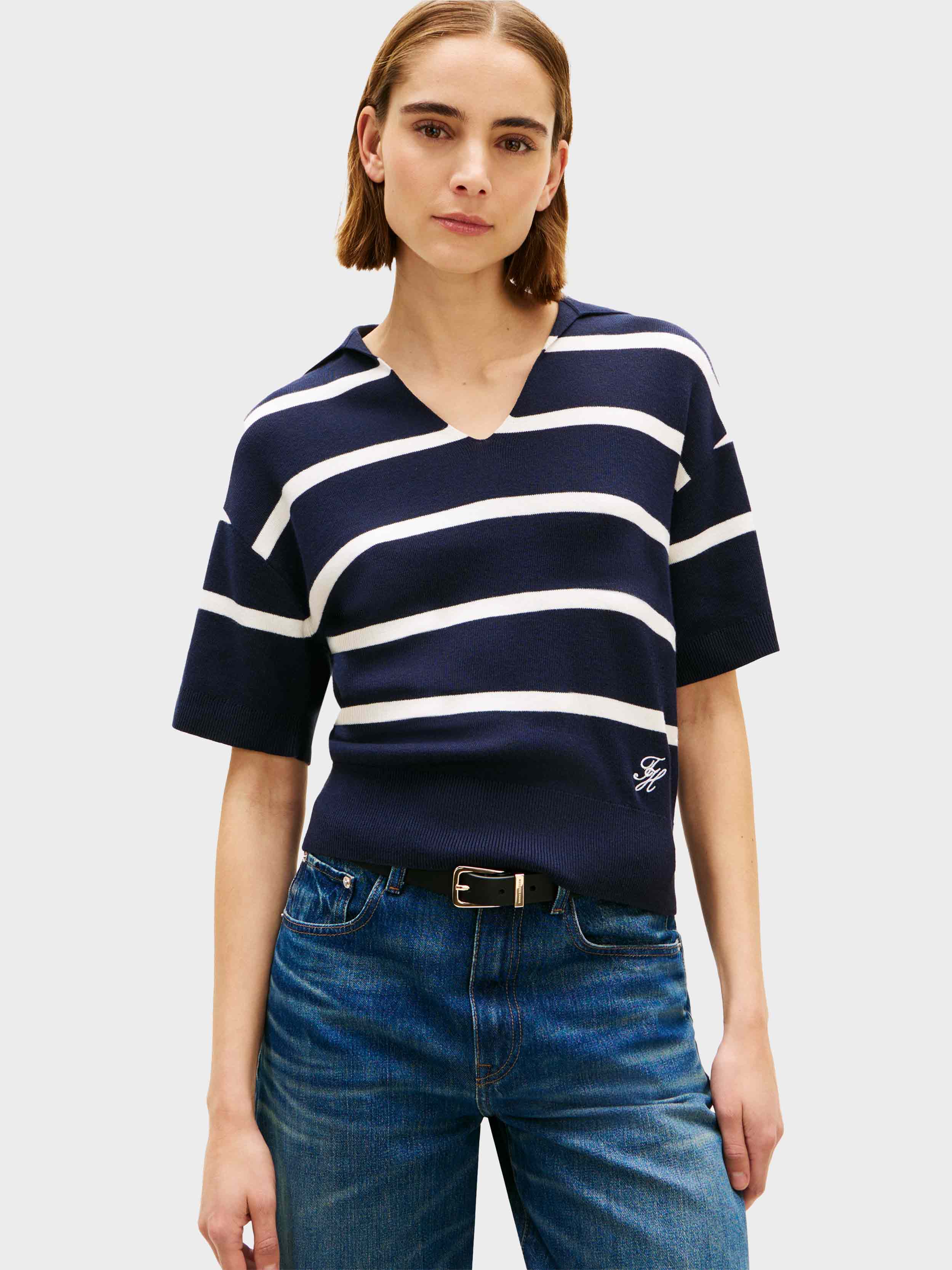 White/Navy stripe