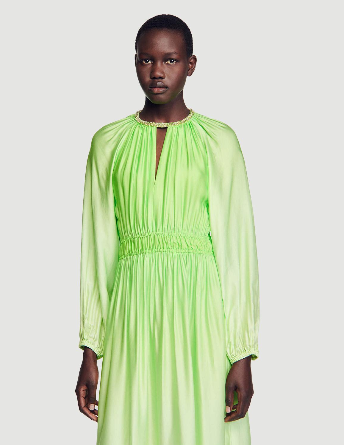 SANDRO - Maxi Dress With Rhinestone Neckline dstore Egypt SANDRO - Maxi Dress With Rhinestone Neckline dstore Egypt