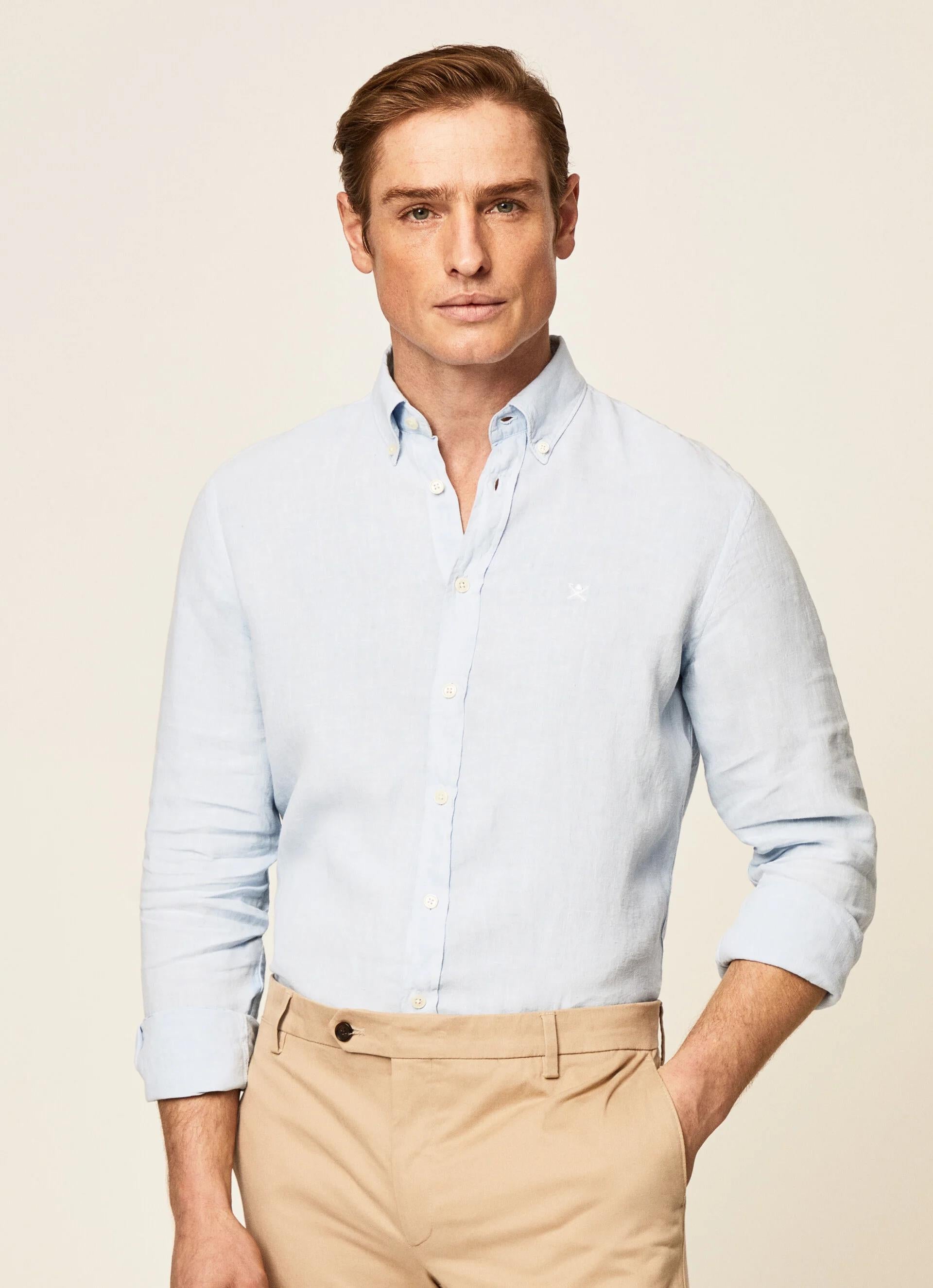 Hackett - slim fit linen shirt - men