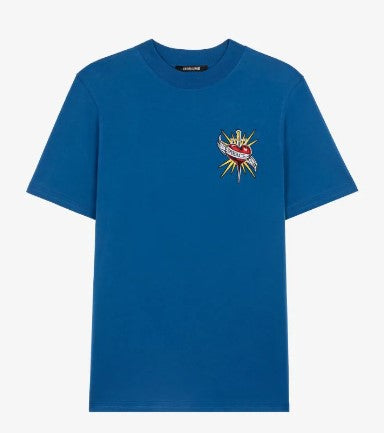 Roberto cavalli - logo-embroidered cotton t-shirt - men