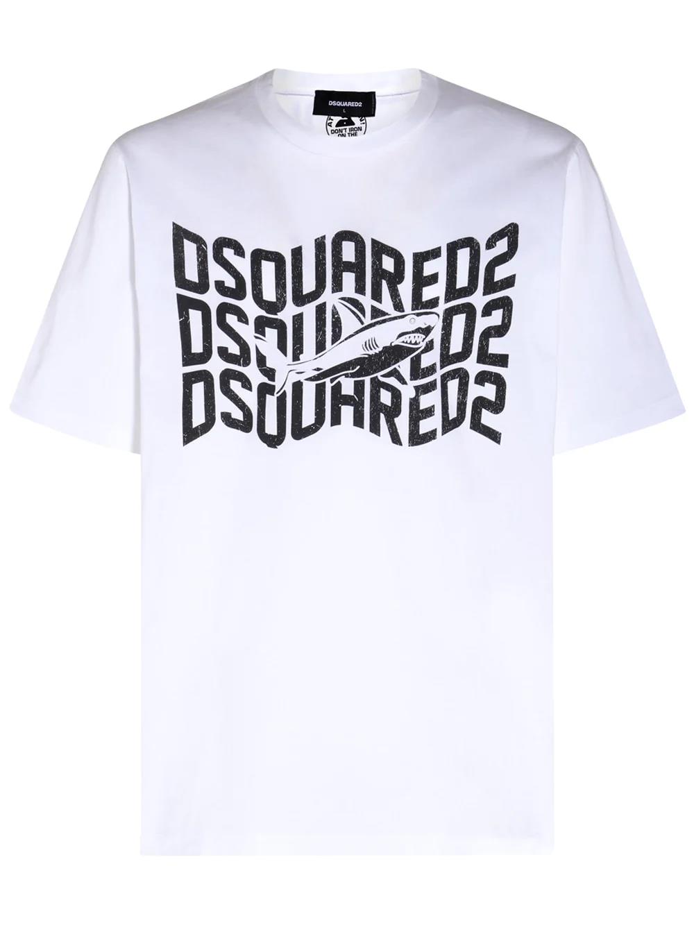 Dsquared2 - white shark logo t-shirt - men