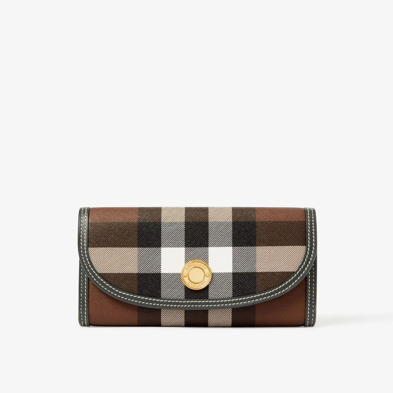 Burberry - check and leather continental wallet - women