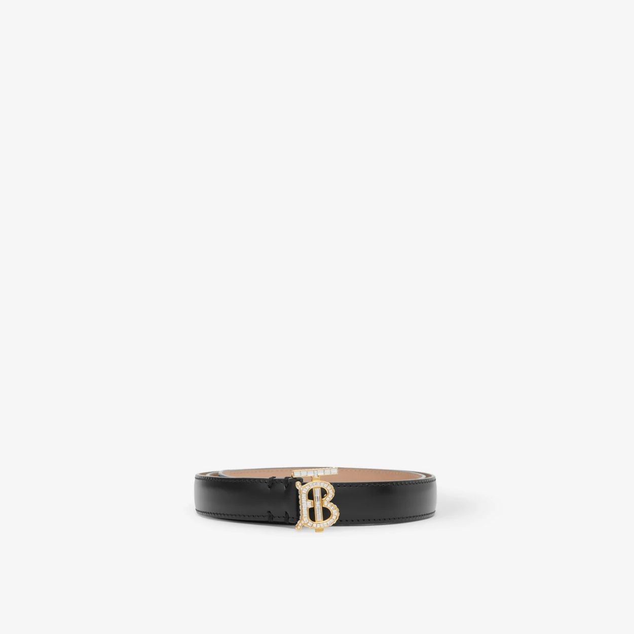 Burberry - crystal monogram motif leather tb belt
 - women