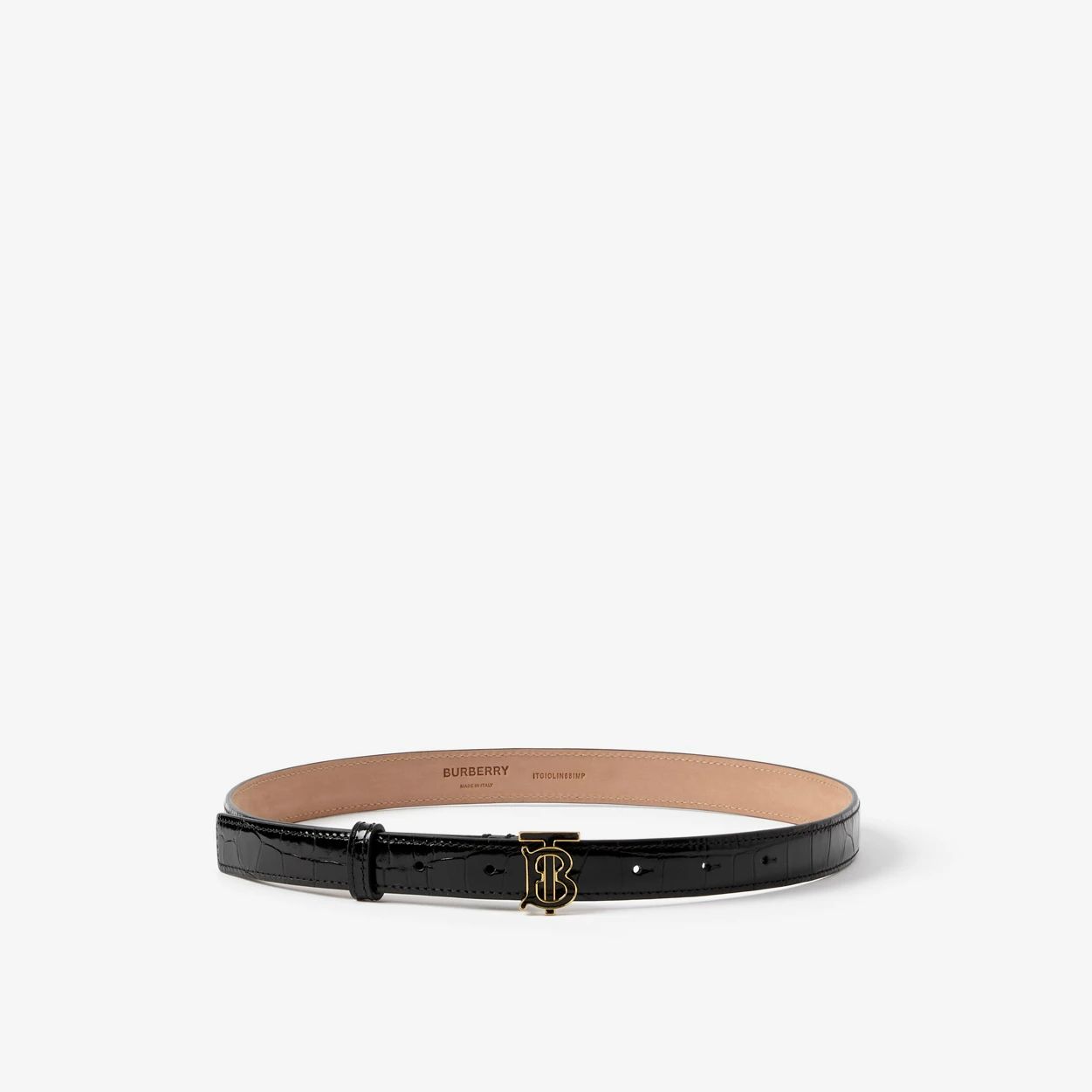 Burberry - embossed leather tb belt - women