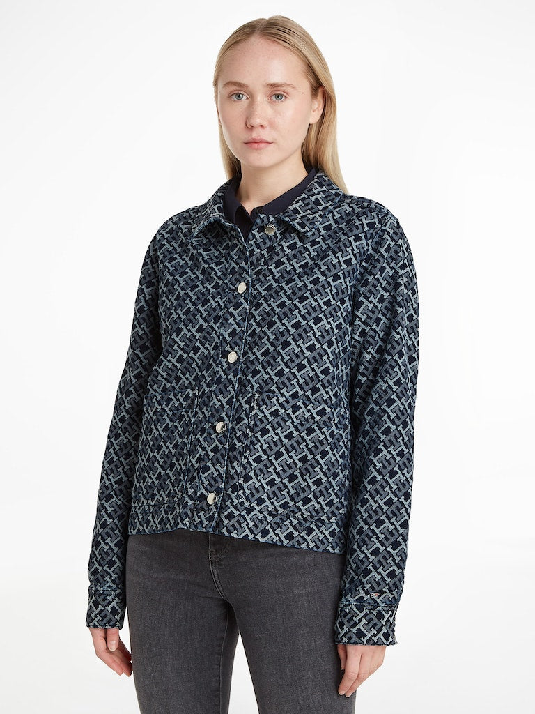 Tommy hilfiger - denim monogram jacquard jacket regular fit - women  - women