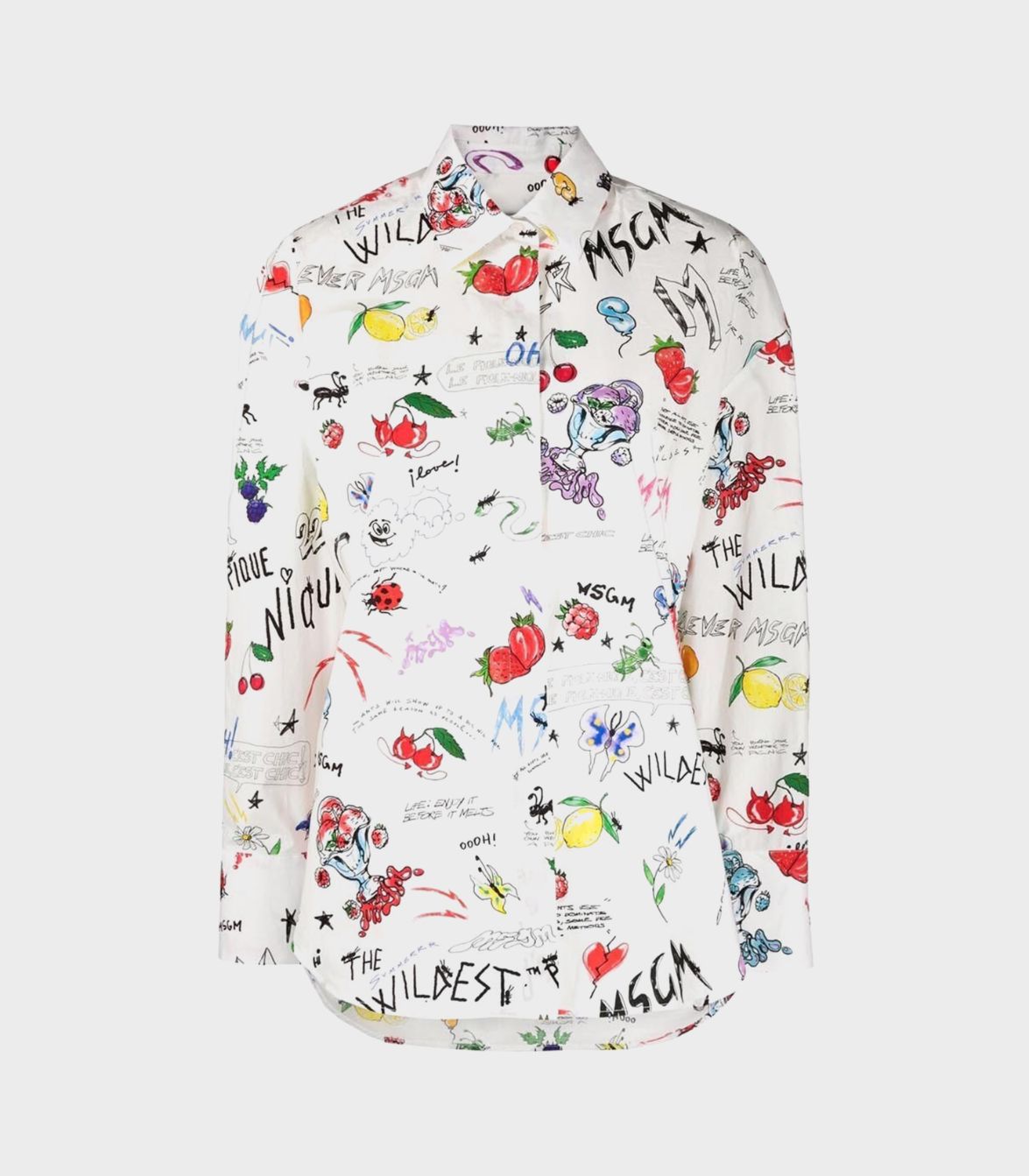 Msgm - cotton relaxed fit printed shirt - women