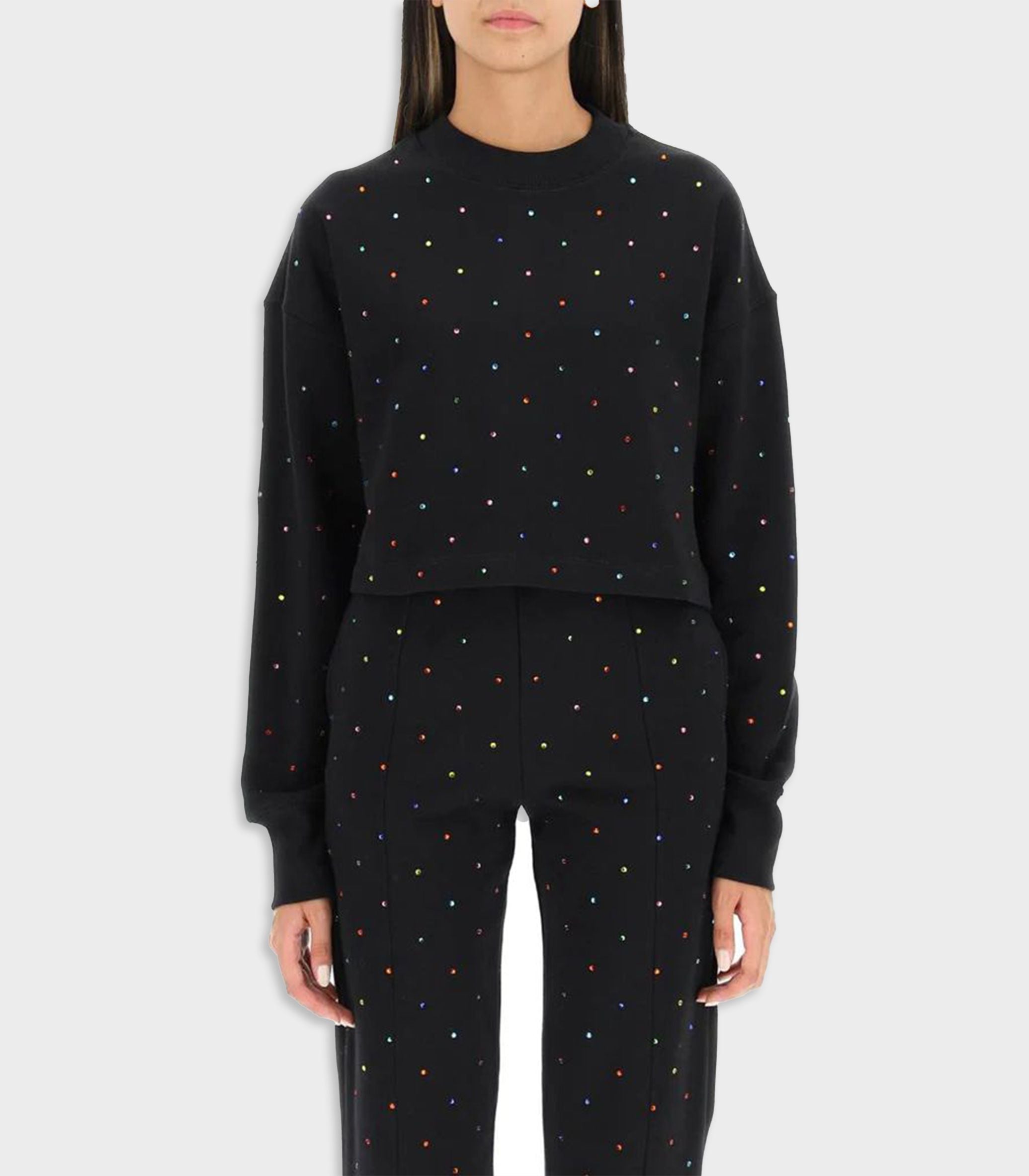 Msgm - rhinestone-embellished cropped sweatshirt - women