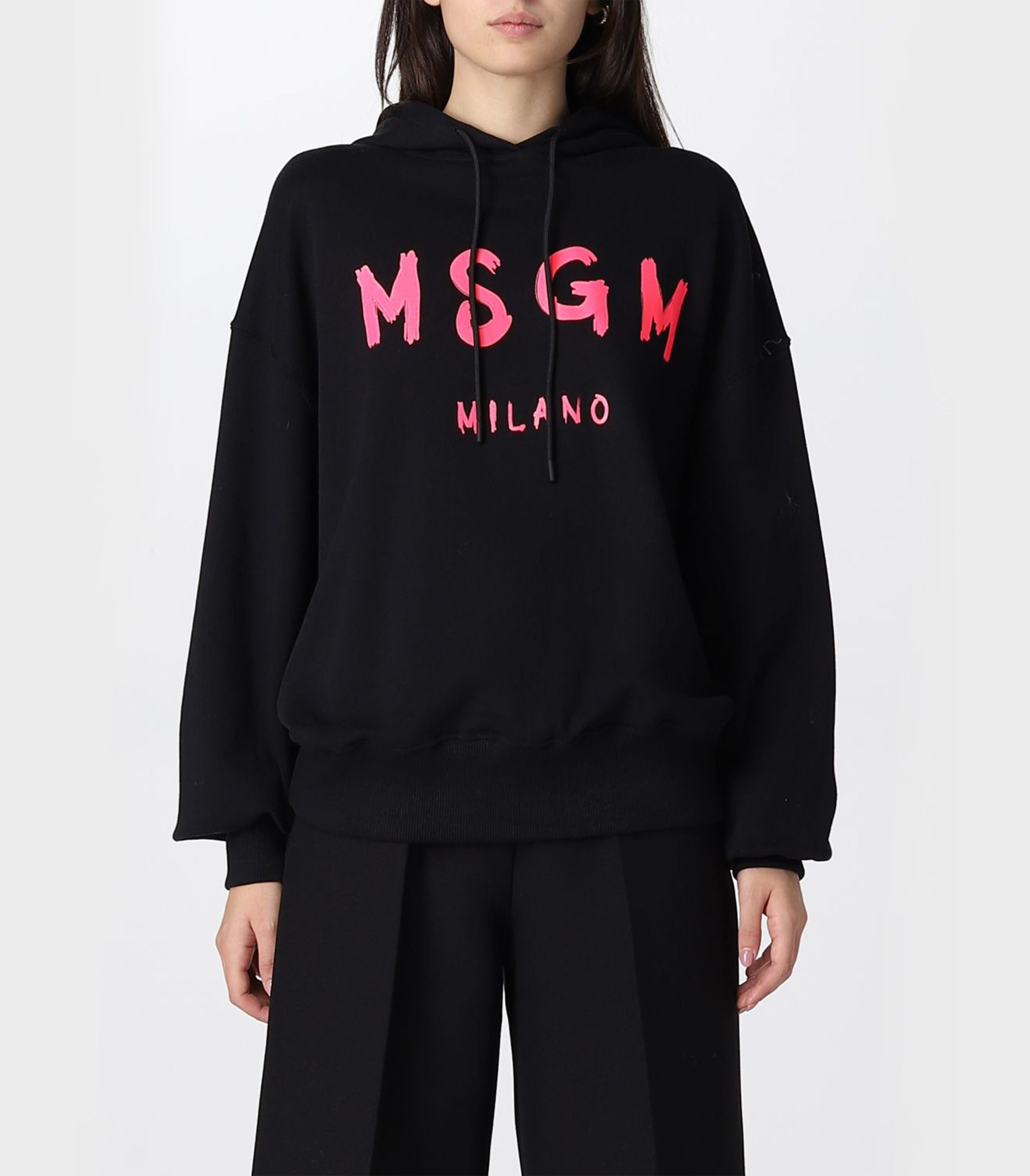 Msgm - logo-print cotton hoodie - women