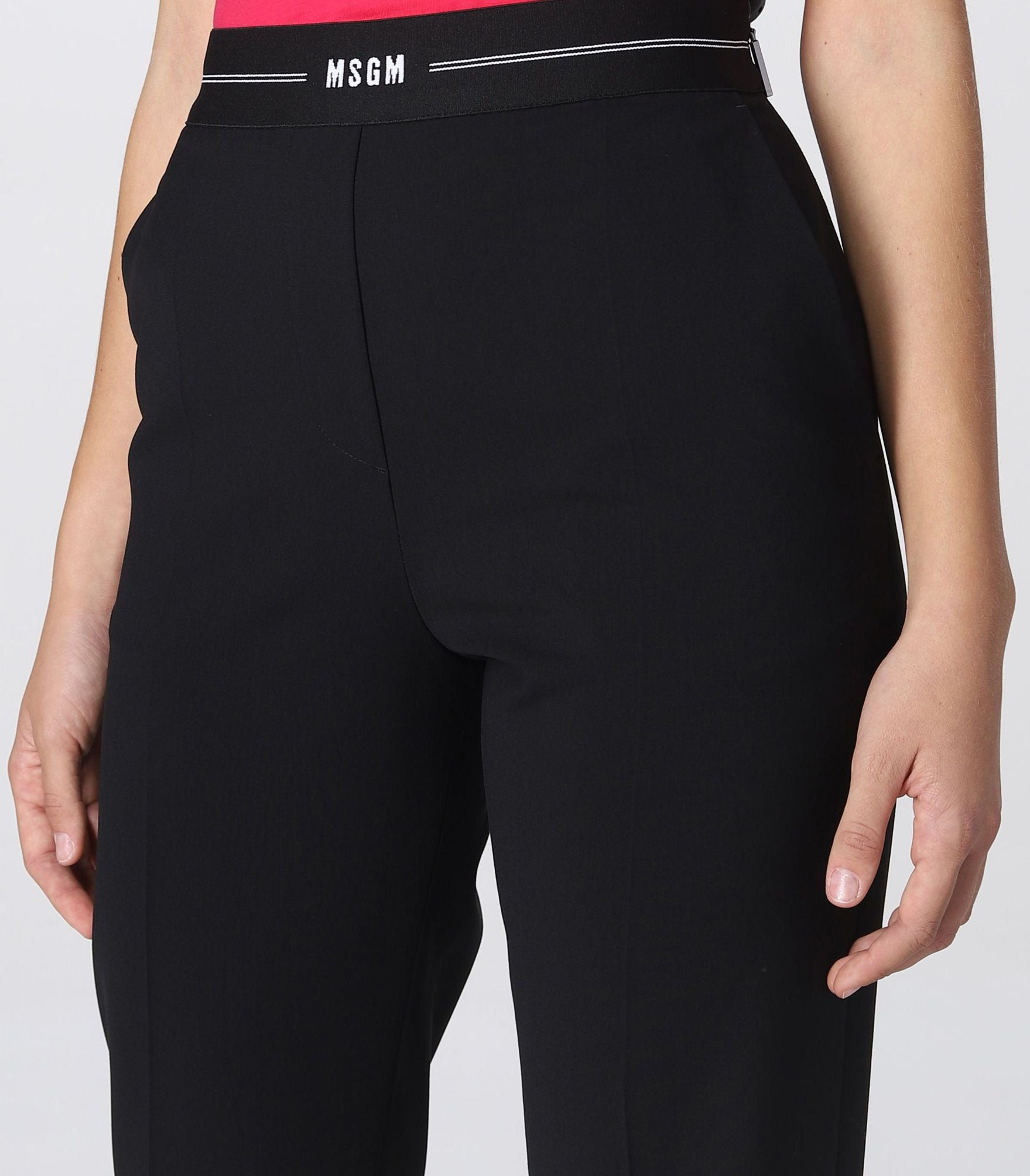 Msgm - logo-waist slim tailored trousers
 - women