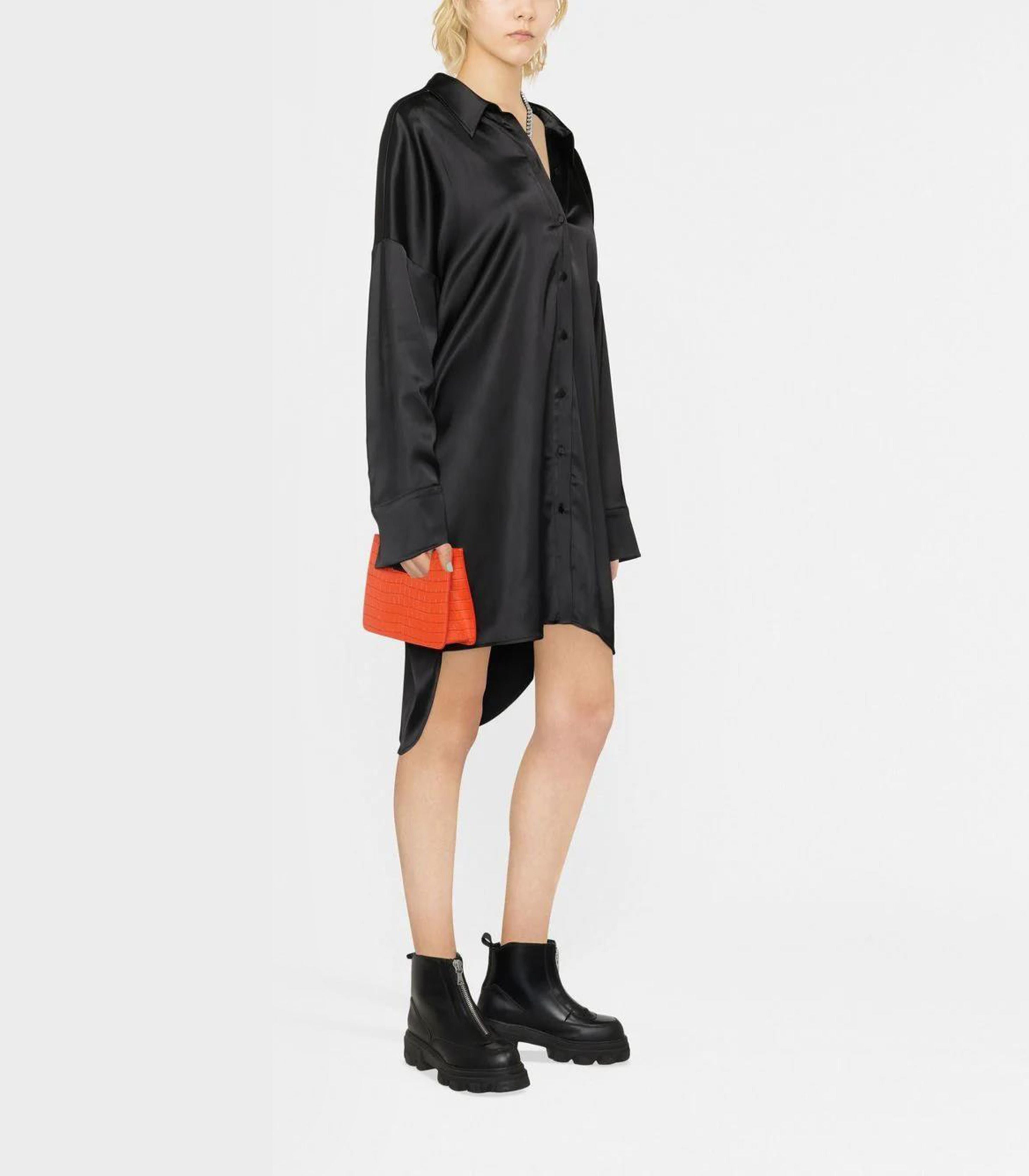 Msgm - satin-finish relaxed shirt dress - women