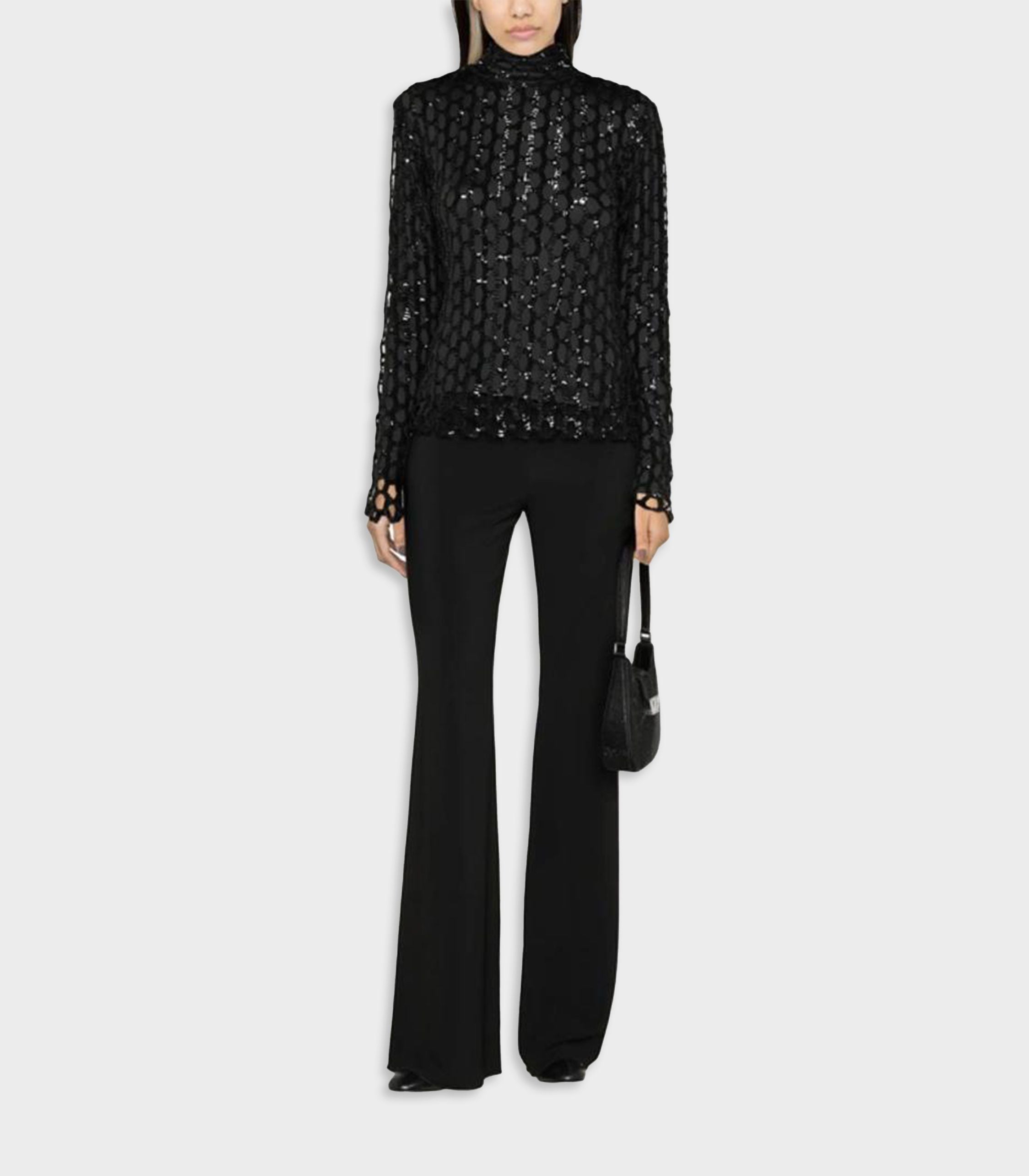 Msgm - sequined-mesh turtleneck top
 - women