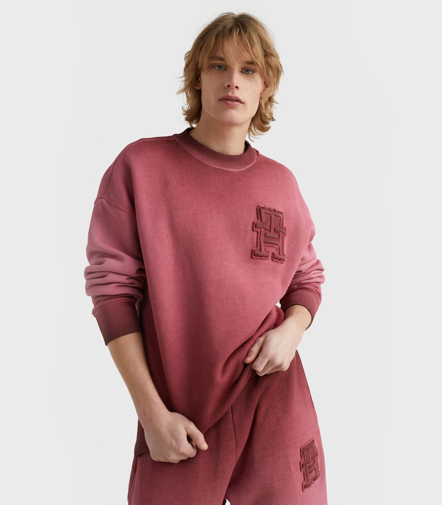 Tommy hilfiger - garment dyed monogram fleece sweatshirt - men  - men