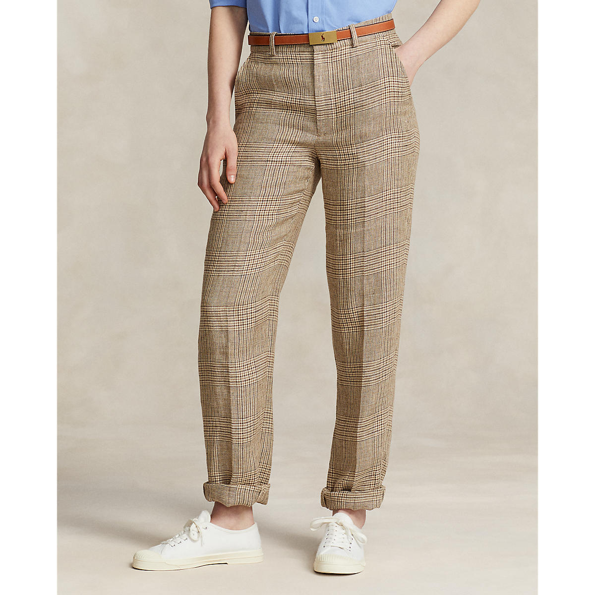 Polo ralph lauren - glen plaid linen tweed pant - women