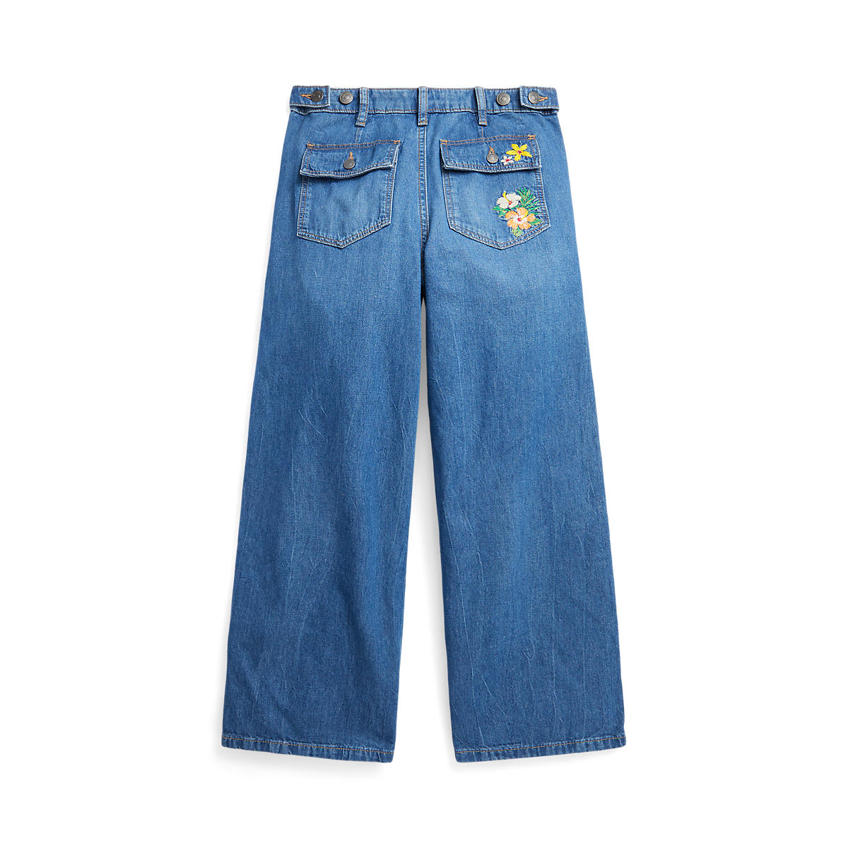 Polo ralph lauren - tropical-embroidery wide-leg jeans - girls