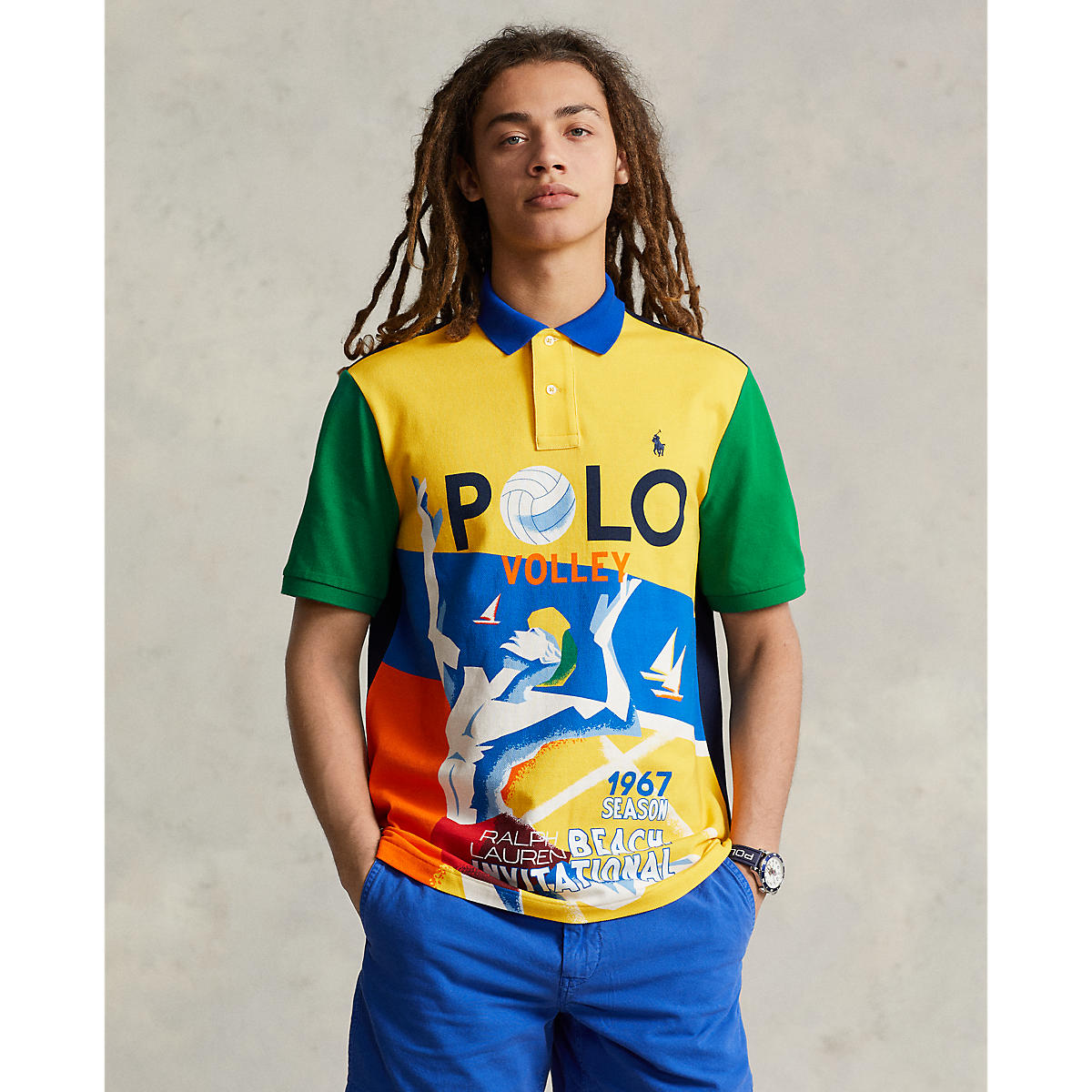 Polo ralph lauren - classic fit mesh graphic polo shirt - men