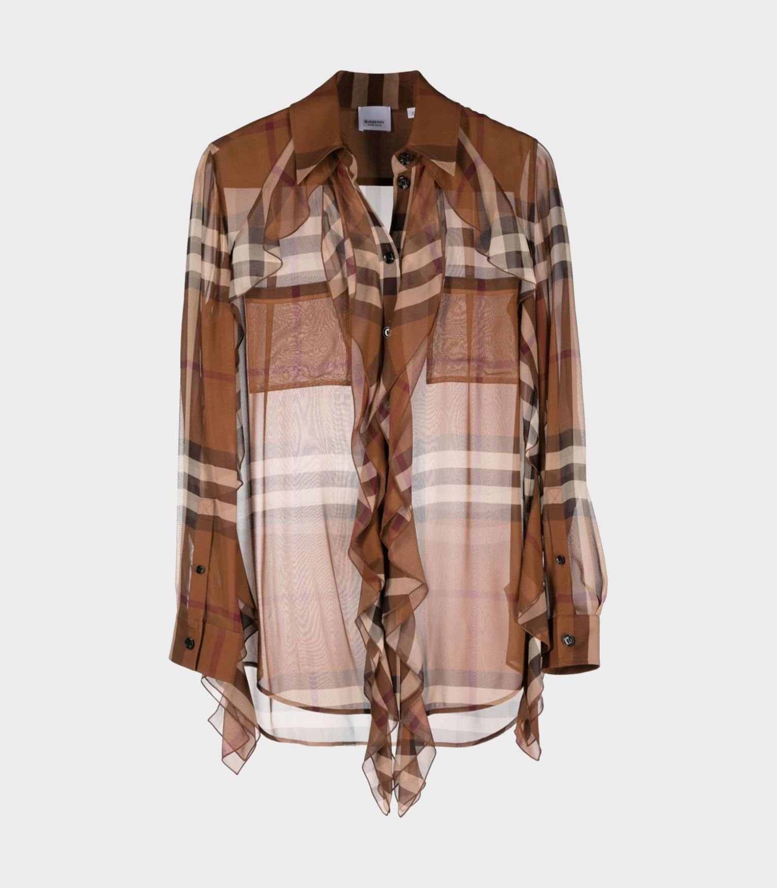 Burberry - Check Print Sheer Chiffon Shirt