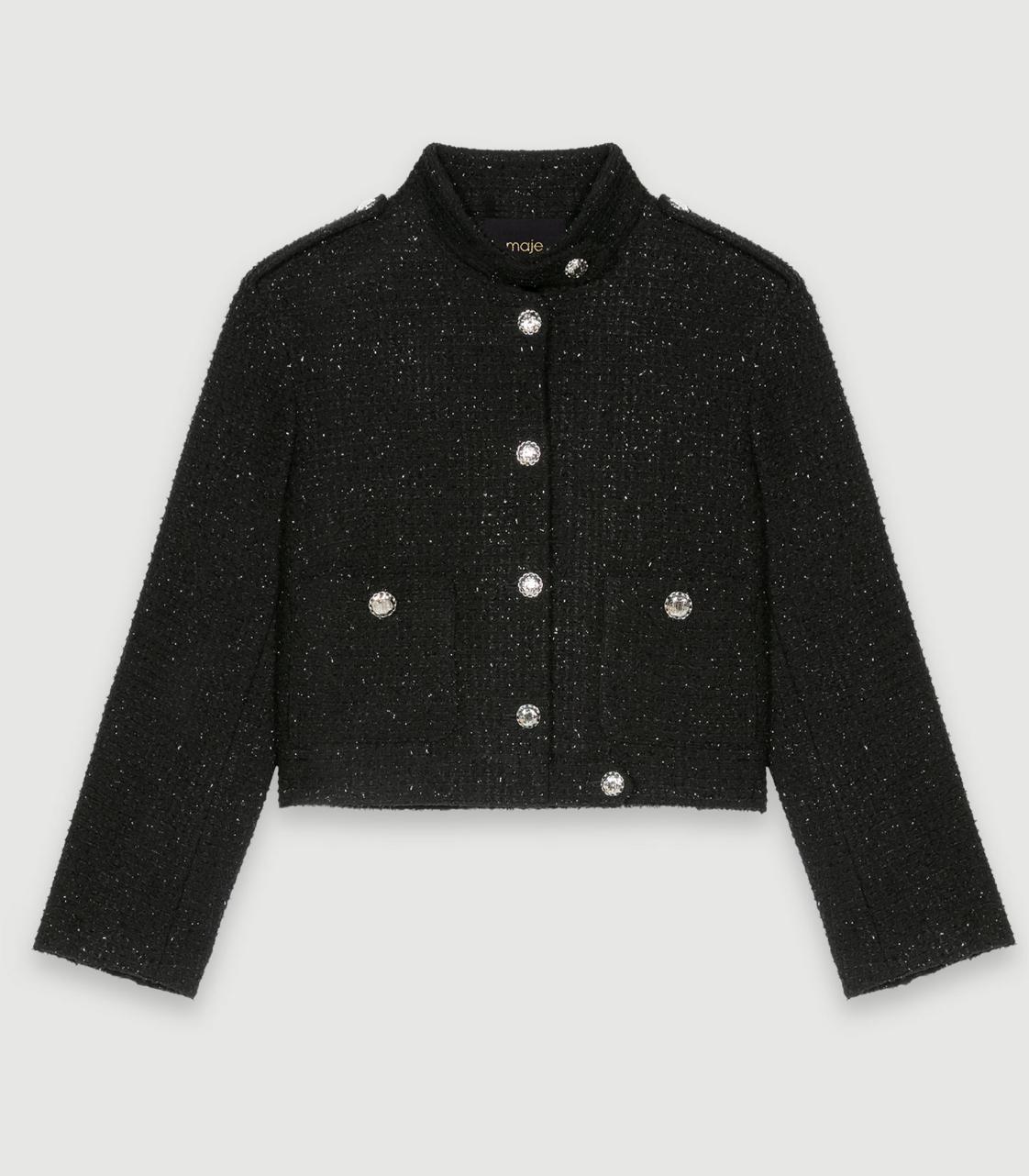 Maje - decorative tweed cropped jacket - women