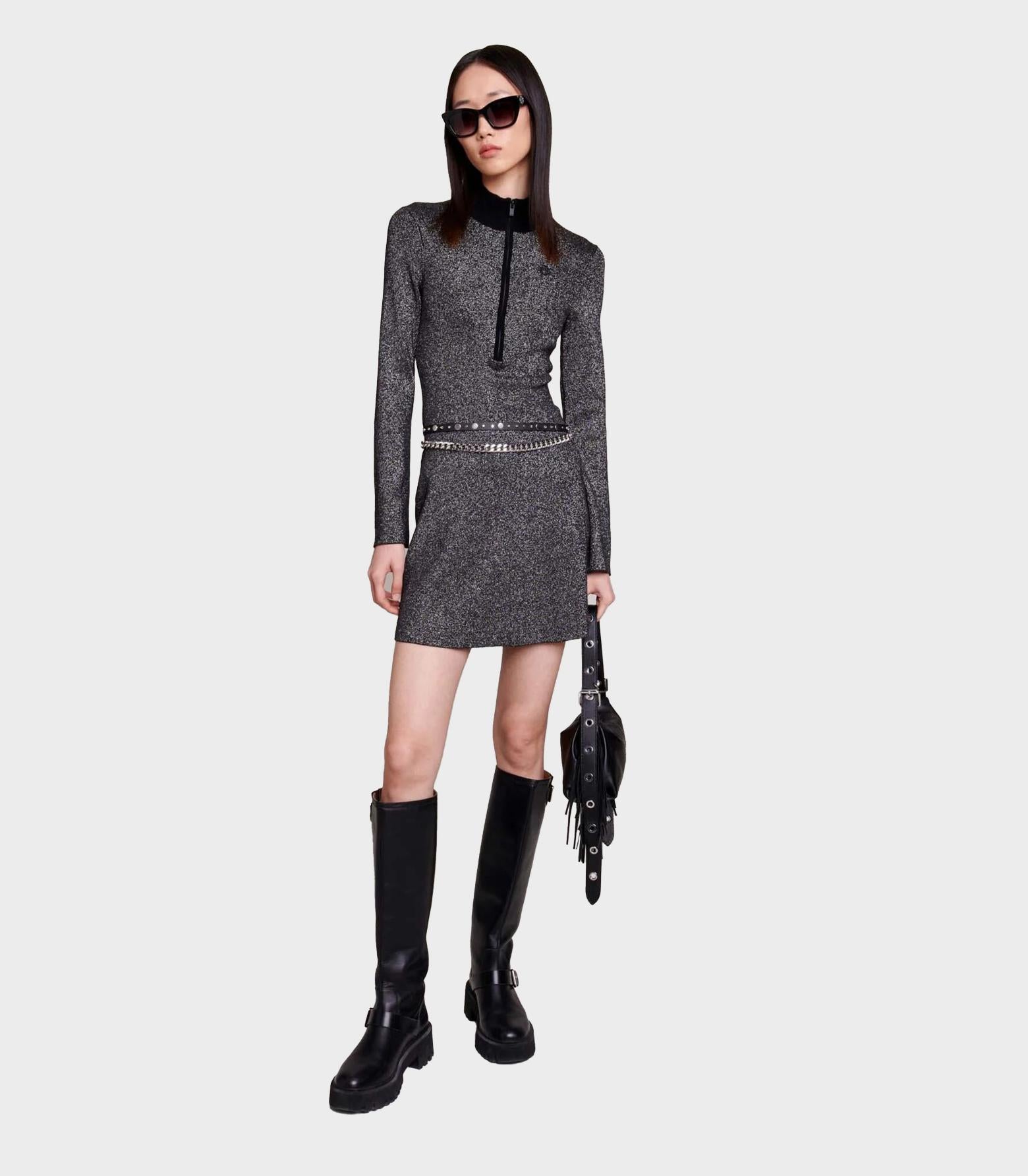 Maje - short glittery knit dress
 - women