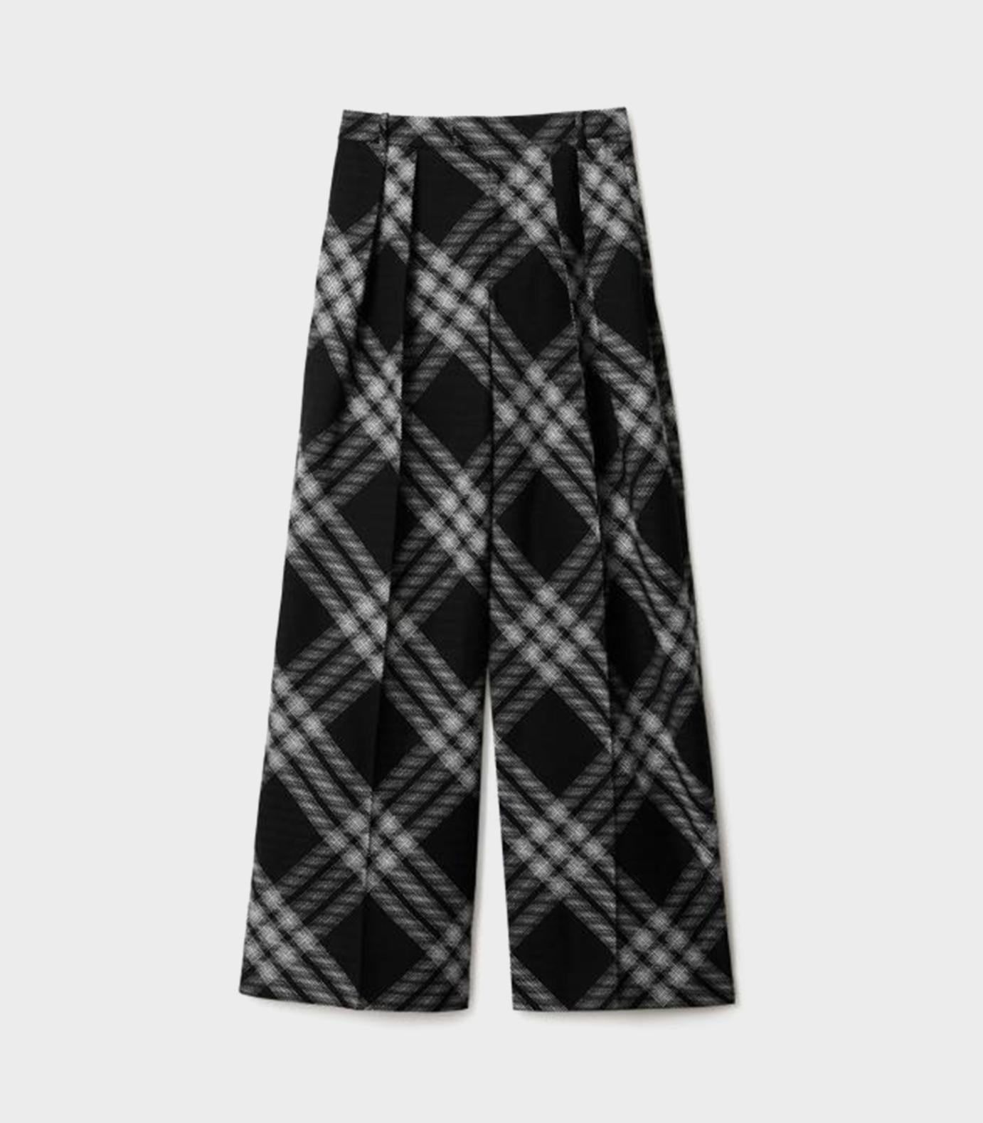 Burberry - Pleated Check Wool Trousers