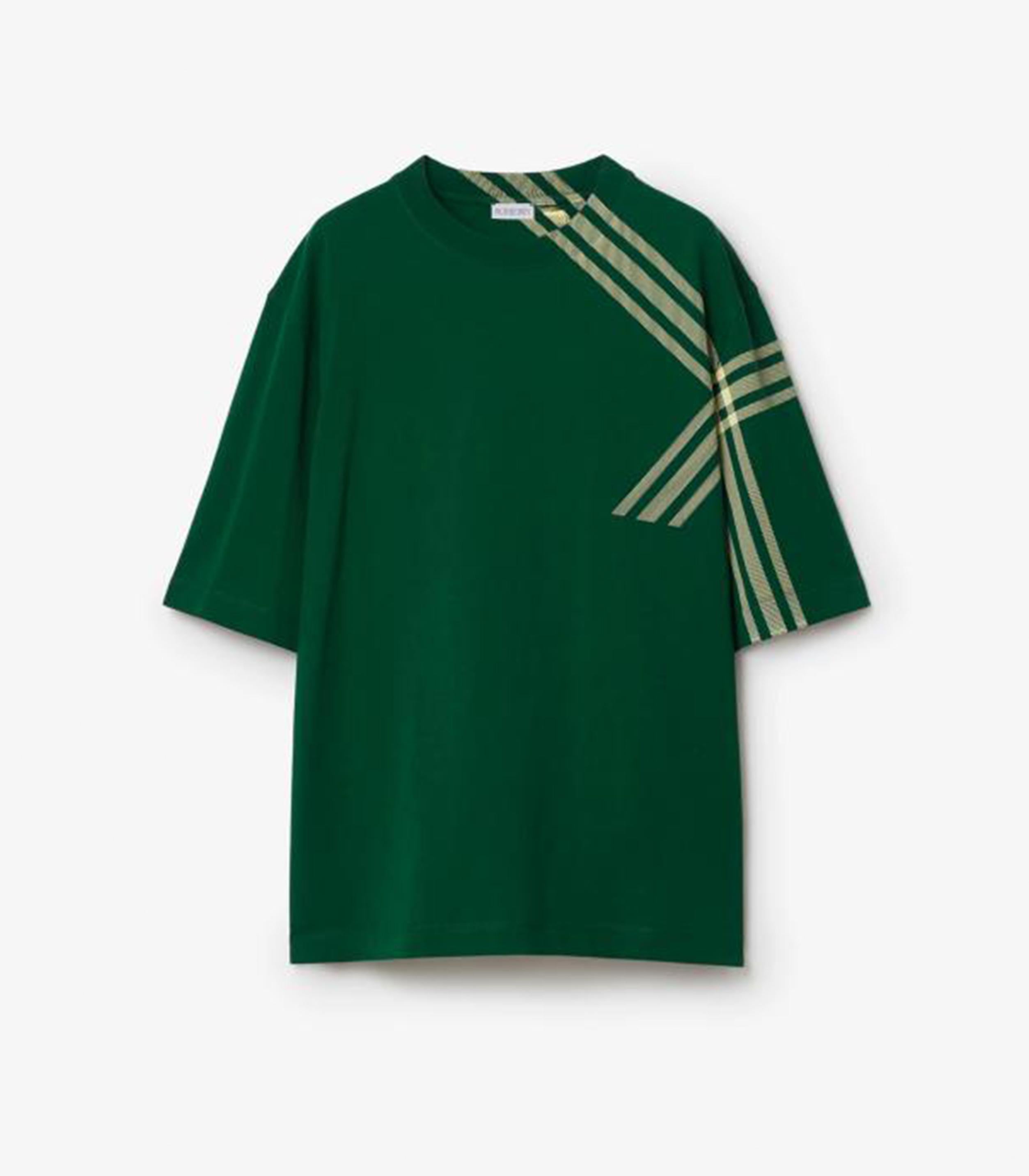 Burberry - check sleeve cotton t-shirt