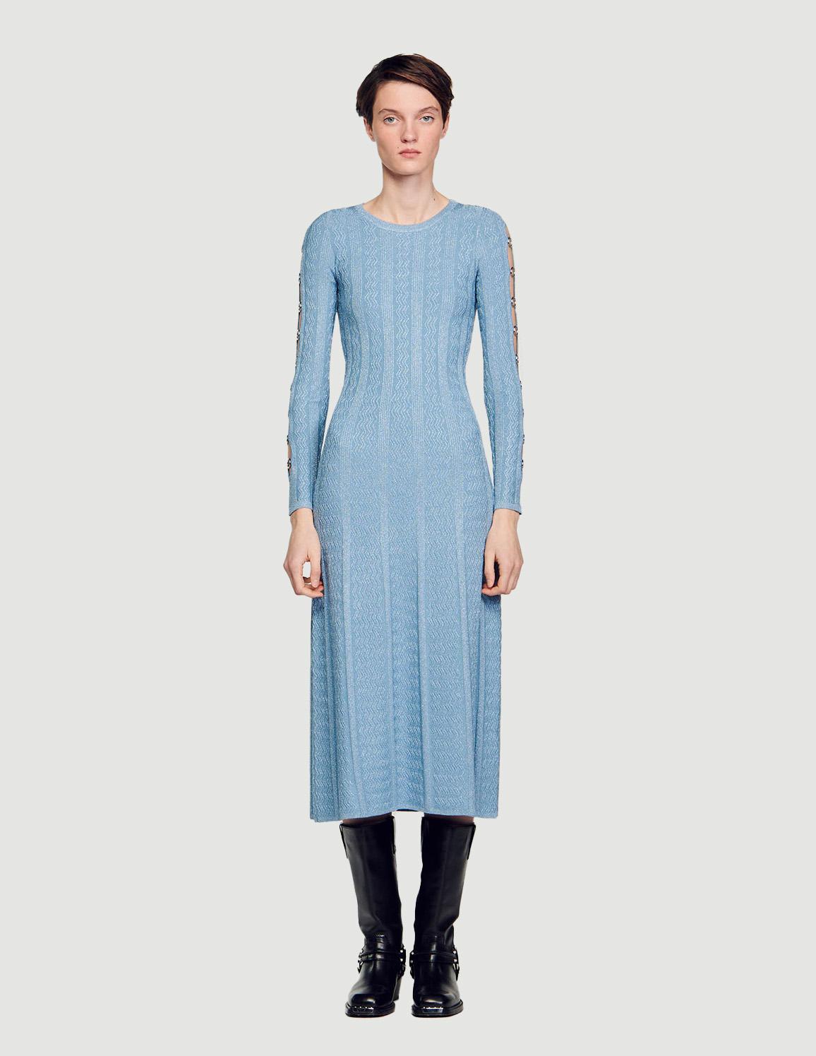 Sandro - long-sleeved knit midi dress - women


 - women