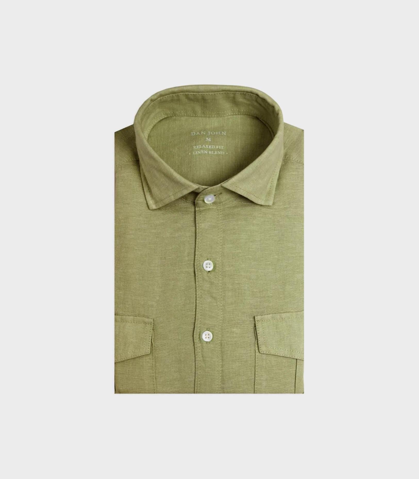 Dan john- white linen blend shirt with chest pockets - men