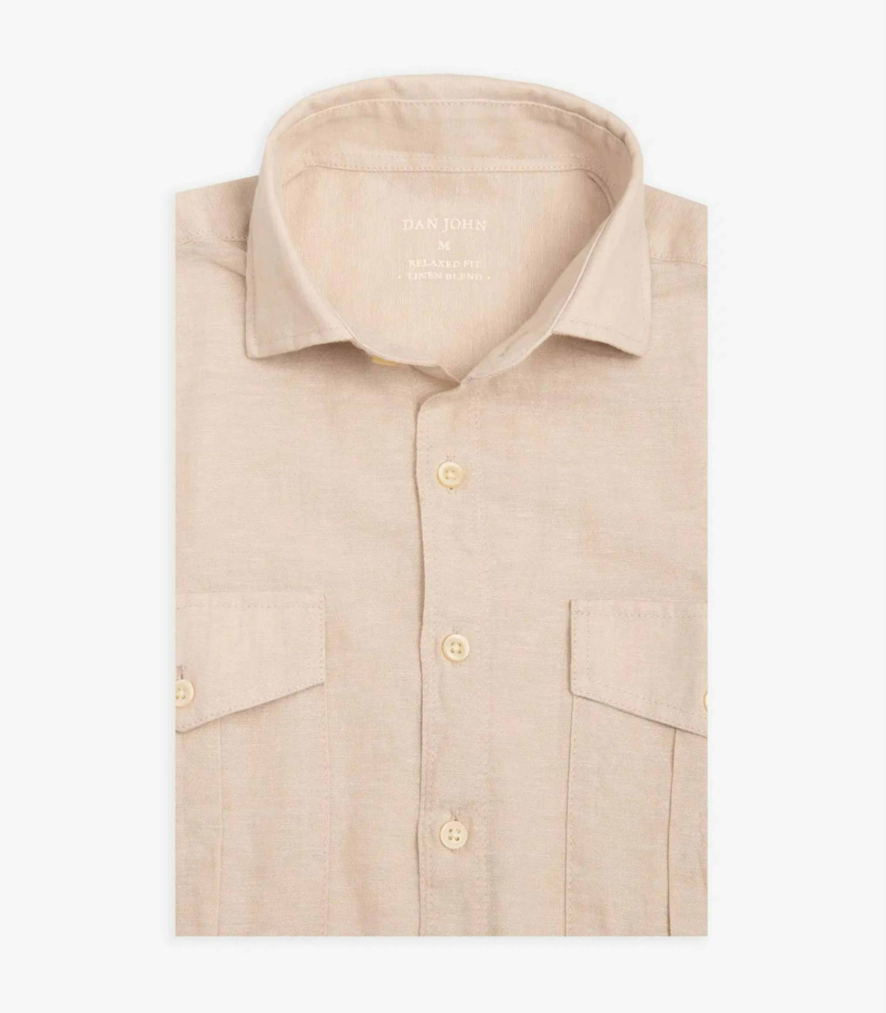 Dan john- white linen blend shirt with chest pockets - men