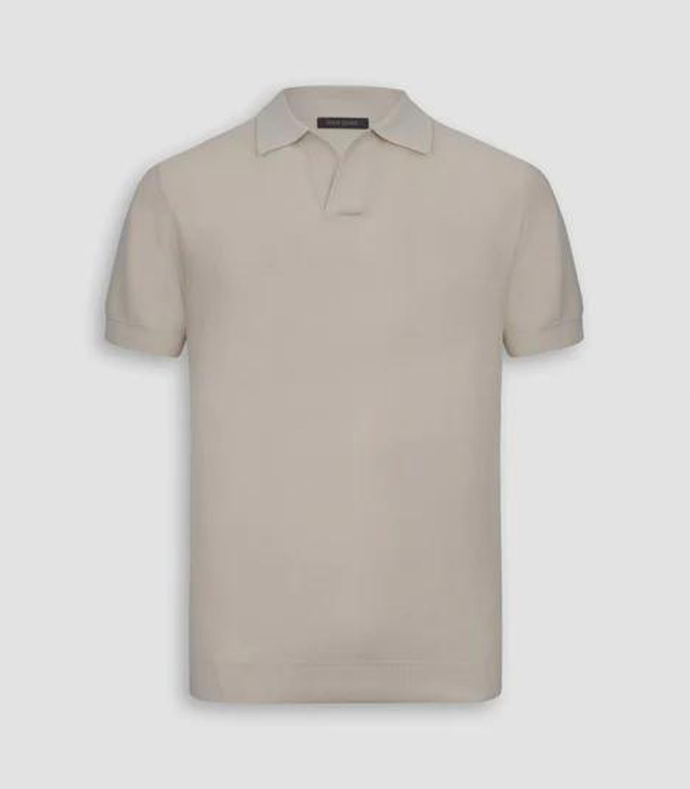 Dan john - cream honeycomb knit polo shirt - men