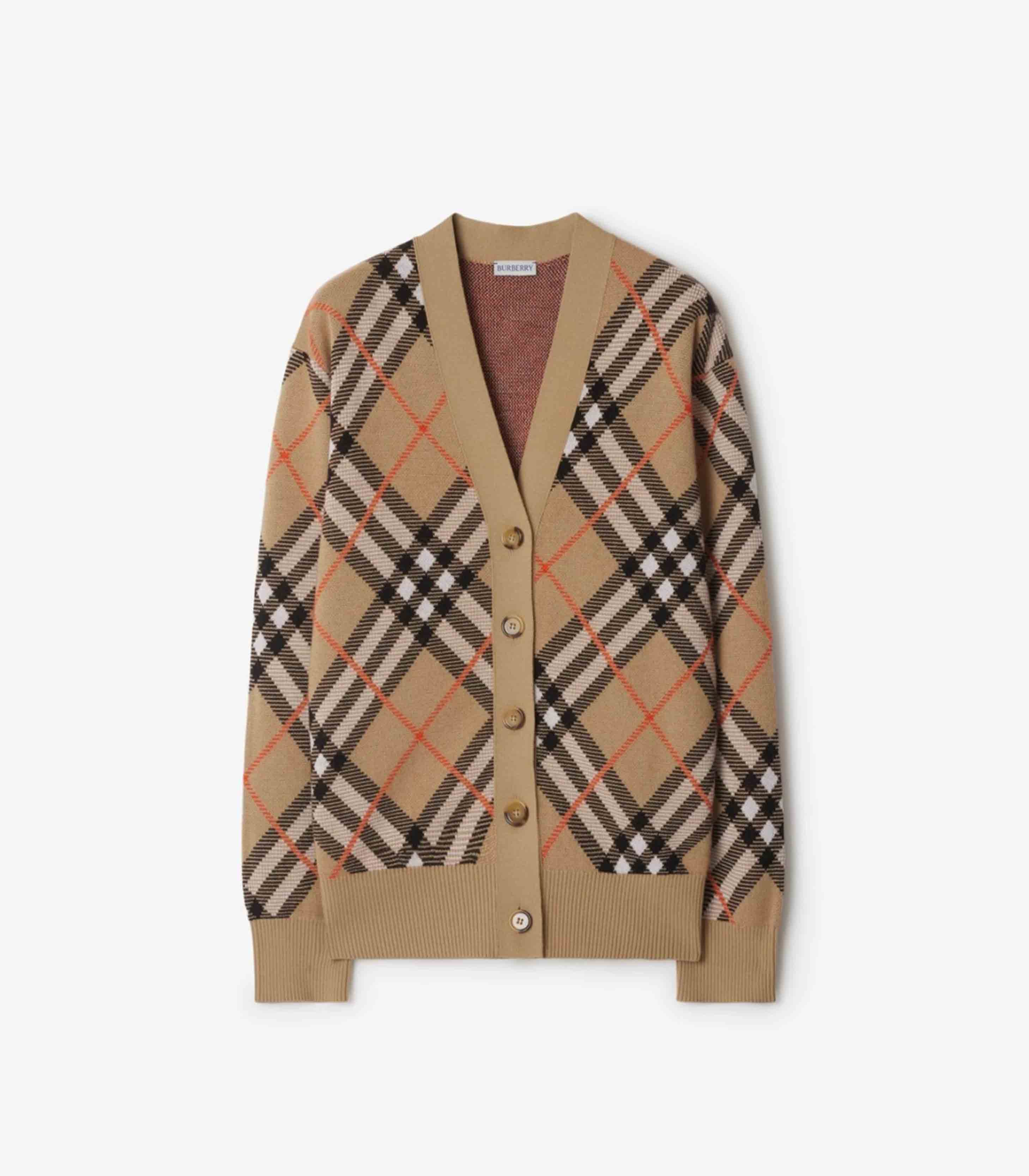 Burberry - check wool blend cardigan
 - women