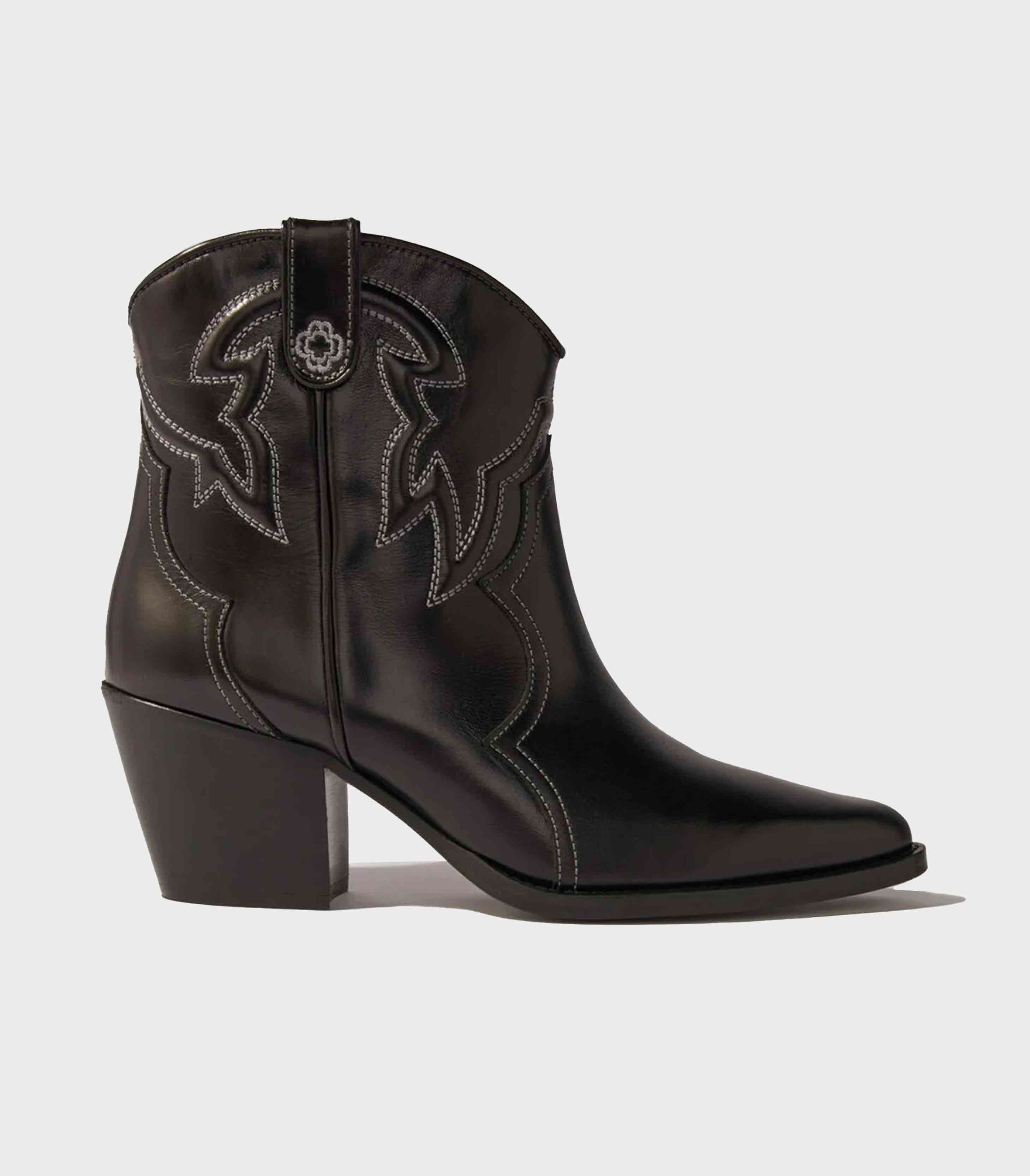 Maje Leather Cowboy Ankle Boots - Main Image