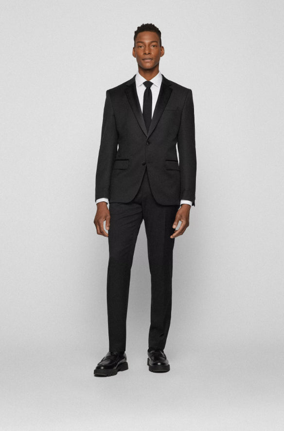 BOSS Men's Slim-Fit Tuxedo Trousers In Virgin-Wool Serge