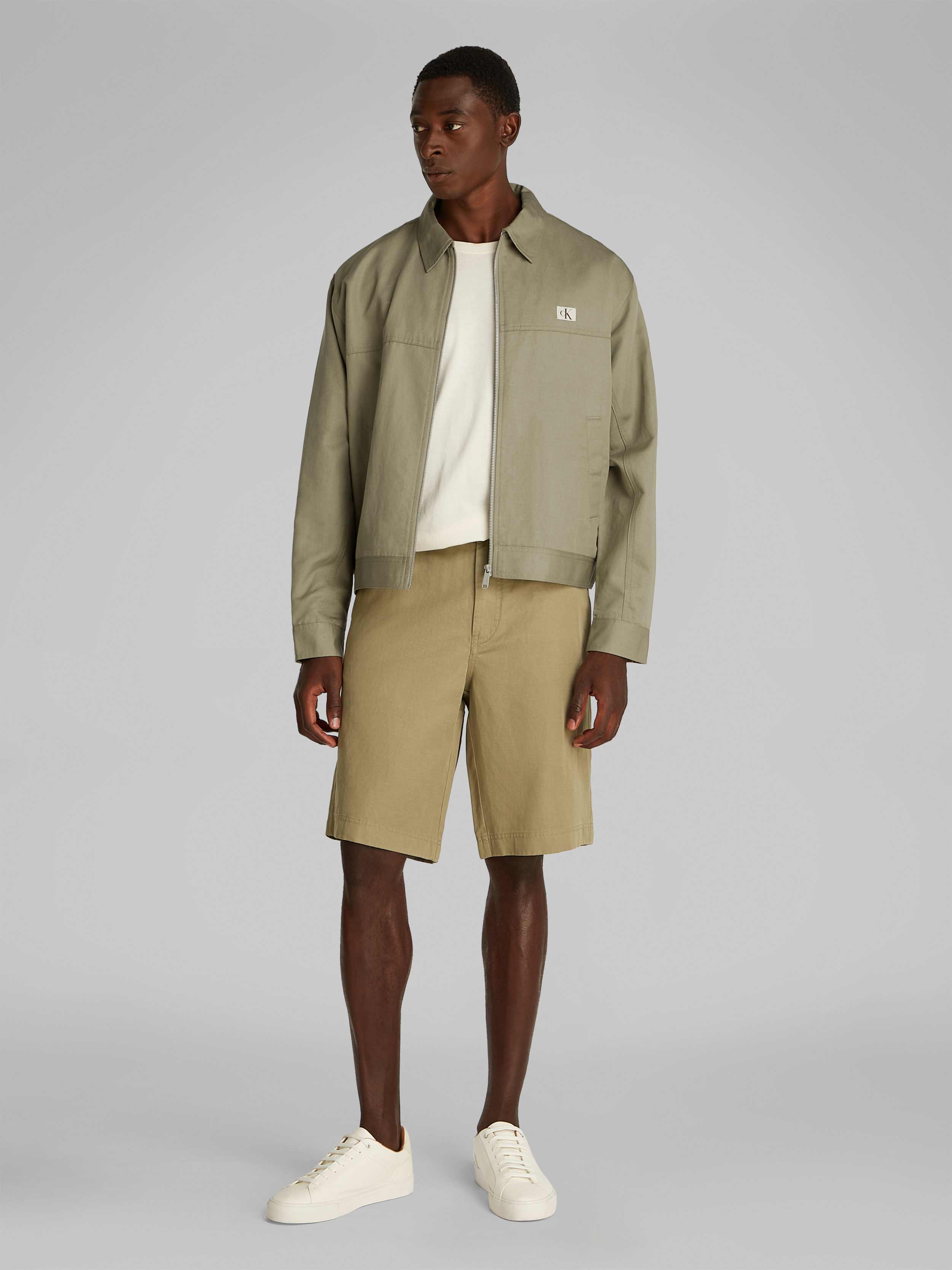 Calvin Klein Jeans Men's Cotton Linen Wing Collar Jacket