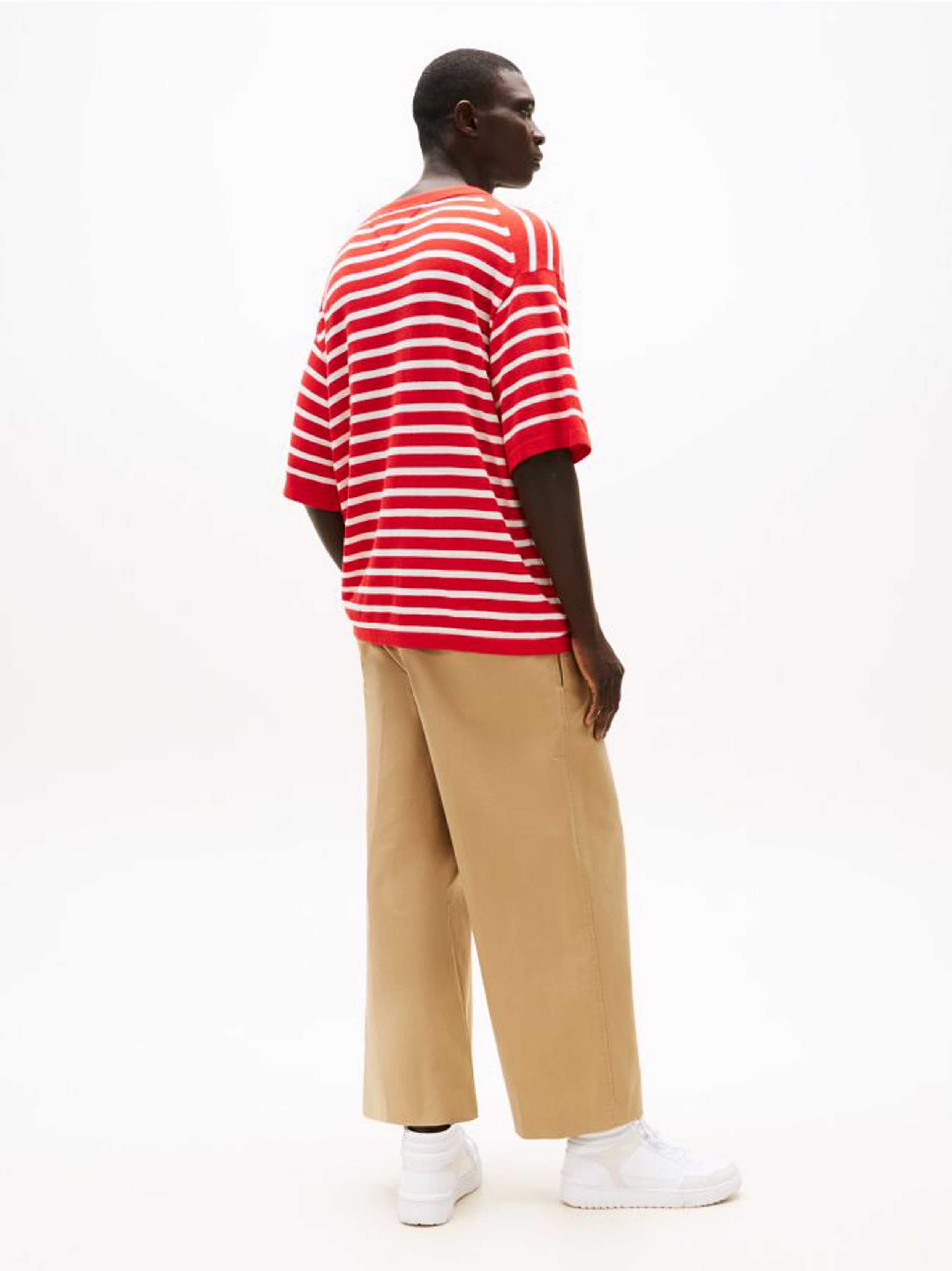 Fire Red / Ecru Stripe