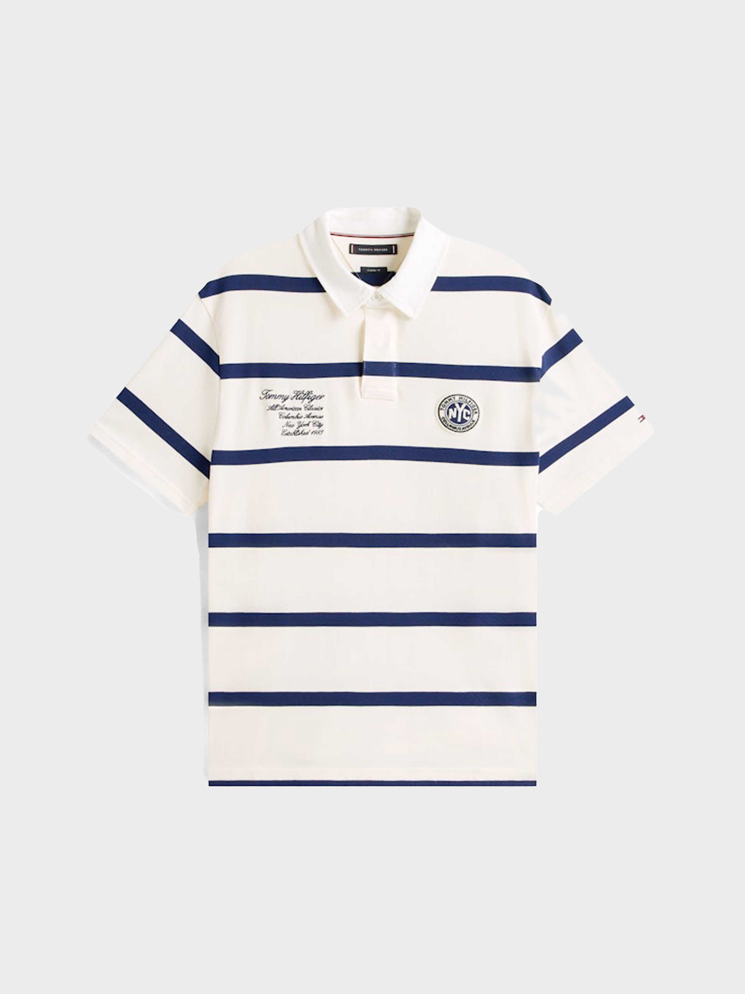 White / Navy Stripe
