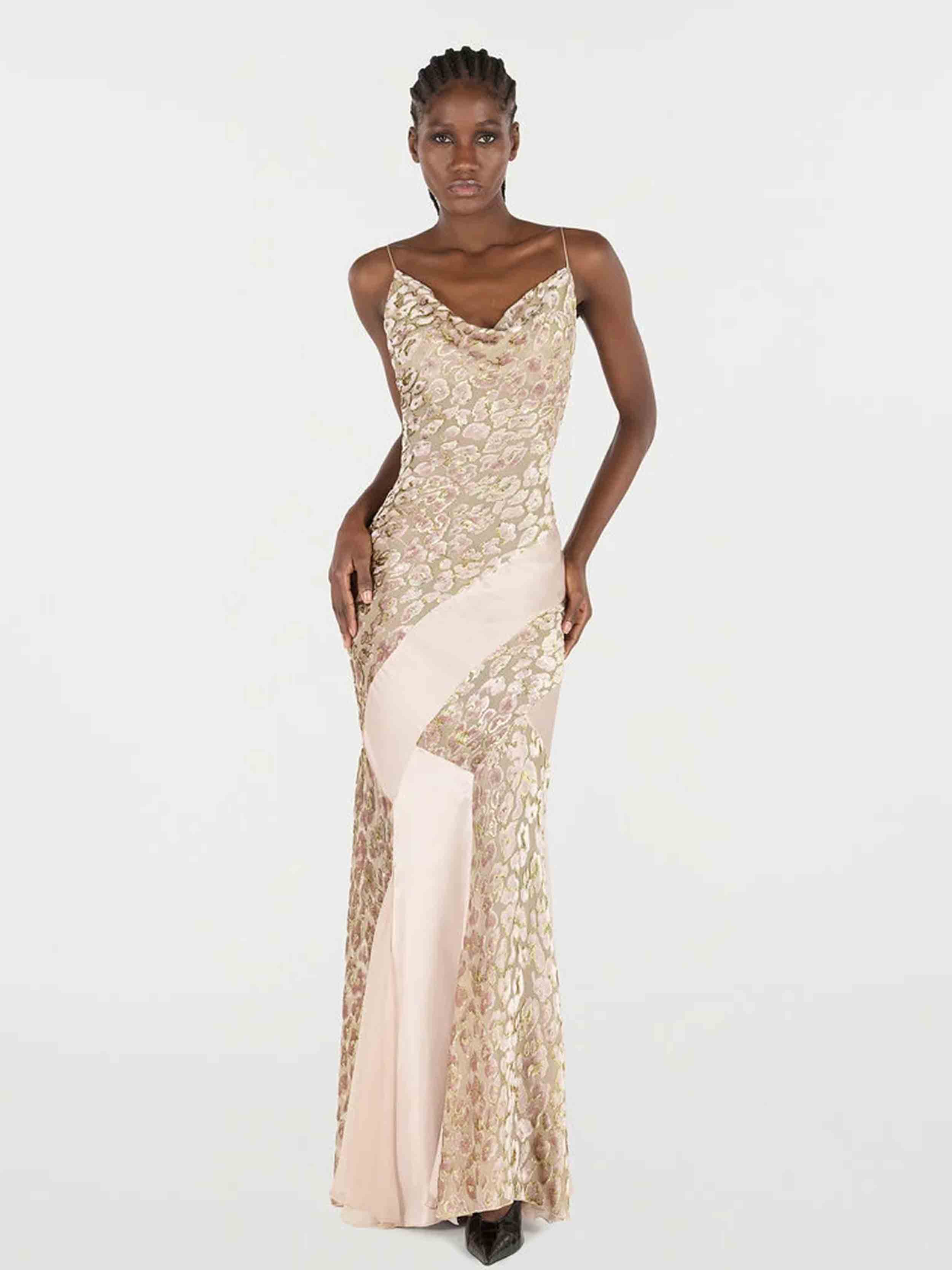 Roberto Cavalli Women's Long Slip Dress With Leopard Print