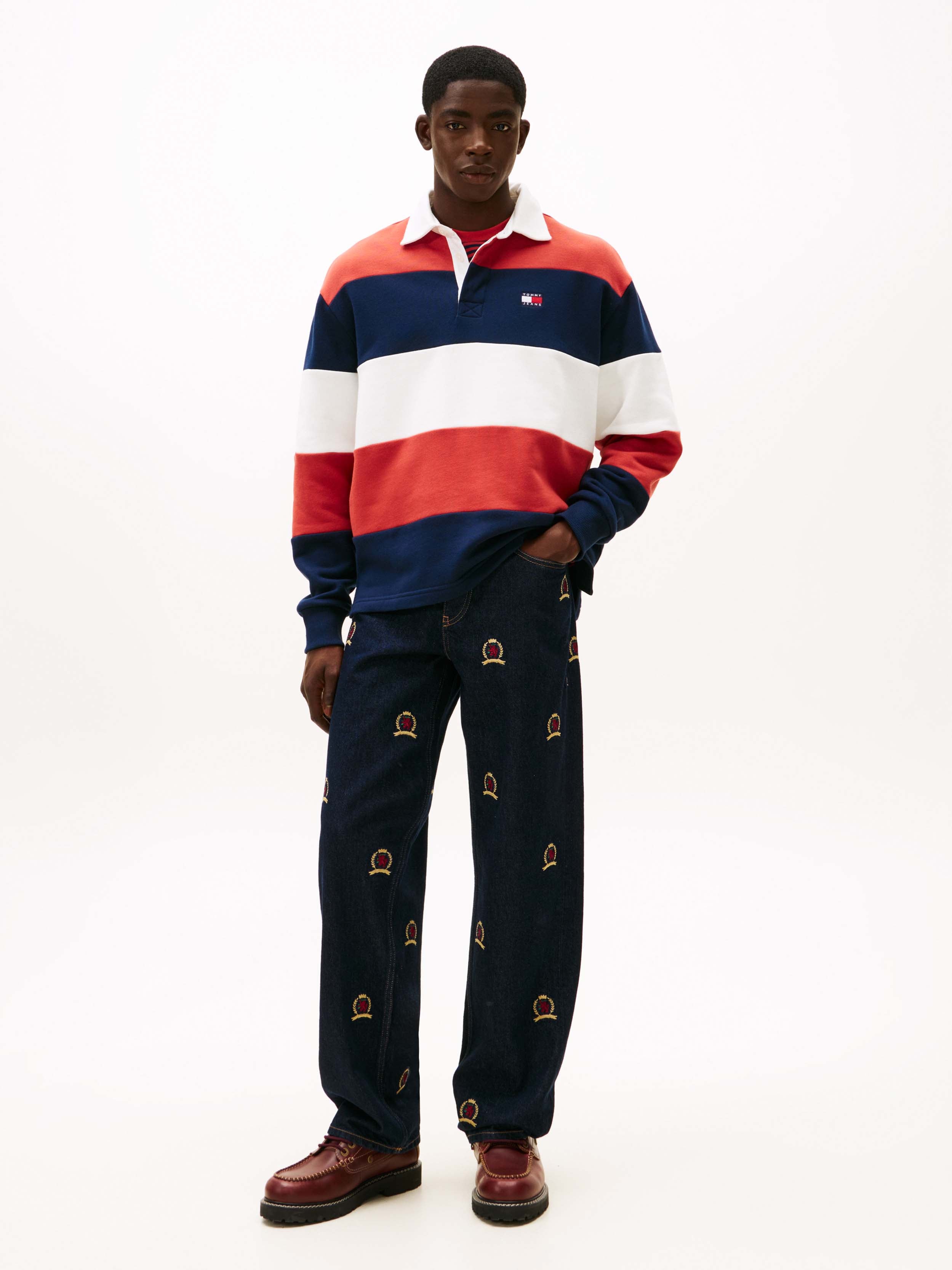 D N Navy / Terracotta Red / Ecru