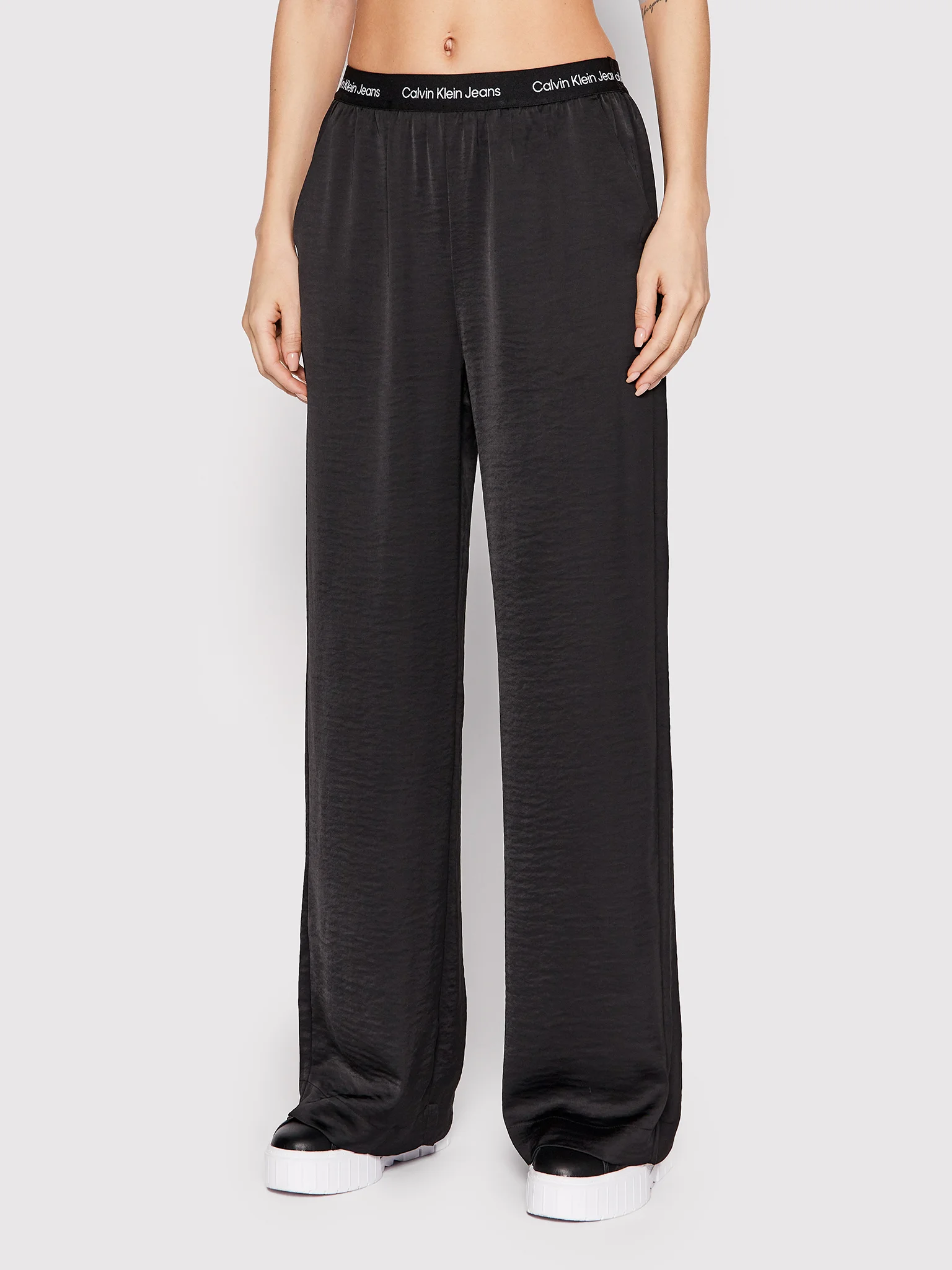 Jeans Klein dstore online wide women pants fit Calvin leg waistband - - logo relaxed -