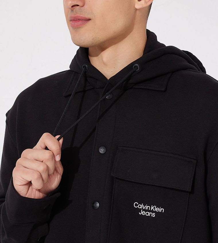 Calvin Klein Jeans - stacked logo-print hooded overshirt - men - dstore  online