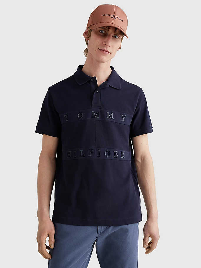 online Hilfiger hilfiger - Tommy - men polo structure slim - flag fit shirt dstore